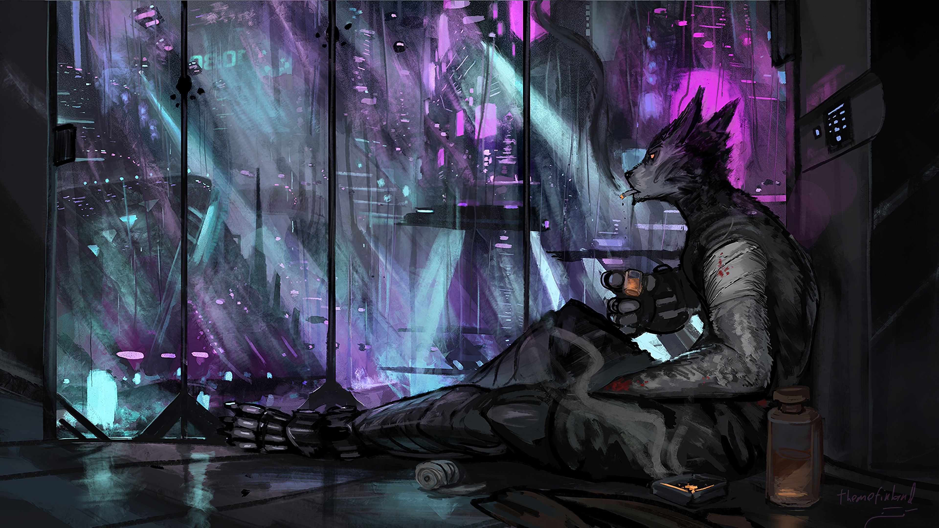 3840x2170 Warrior Scifi Neon Rain City Cyberpunk 4k, HD Artist, 4k Wallpaper, Image, Background, Photo and Picture, Desktop