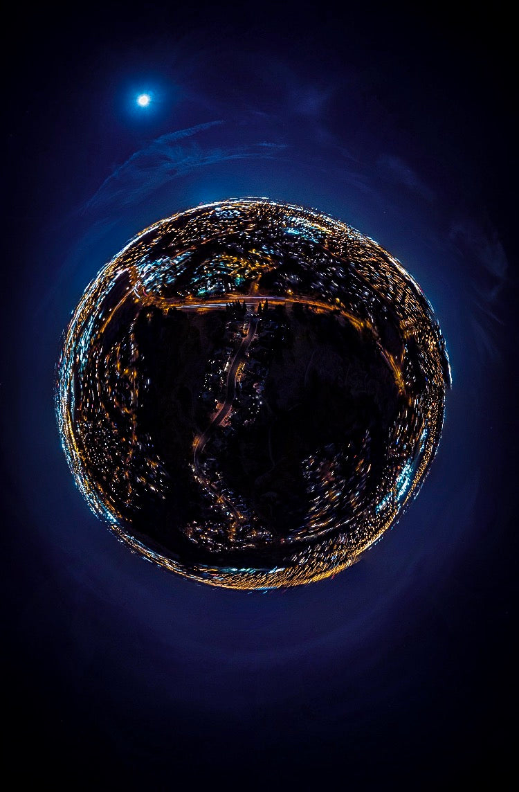 750x1150 Browse Free HD Image of Sphere Of Glowing Street Lights In Night Sky, Phone