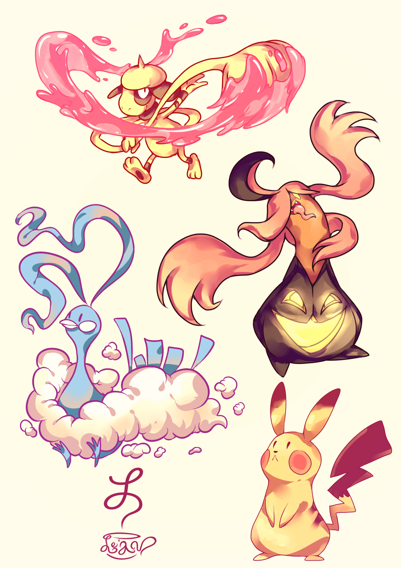 1280x1810 Smeargle, Altaria, Gourgeist, and Pikachu. Pokémon, Phone