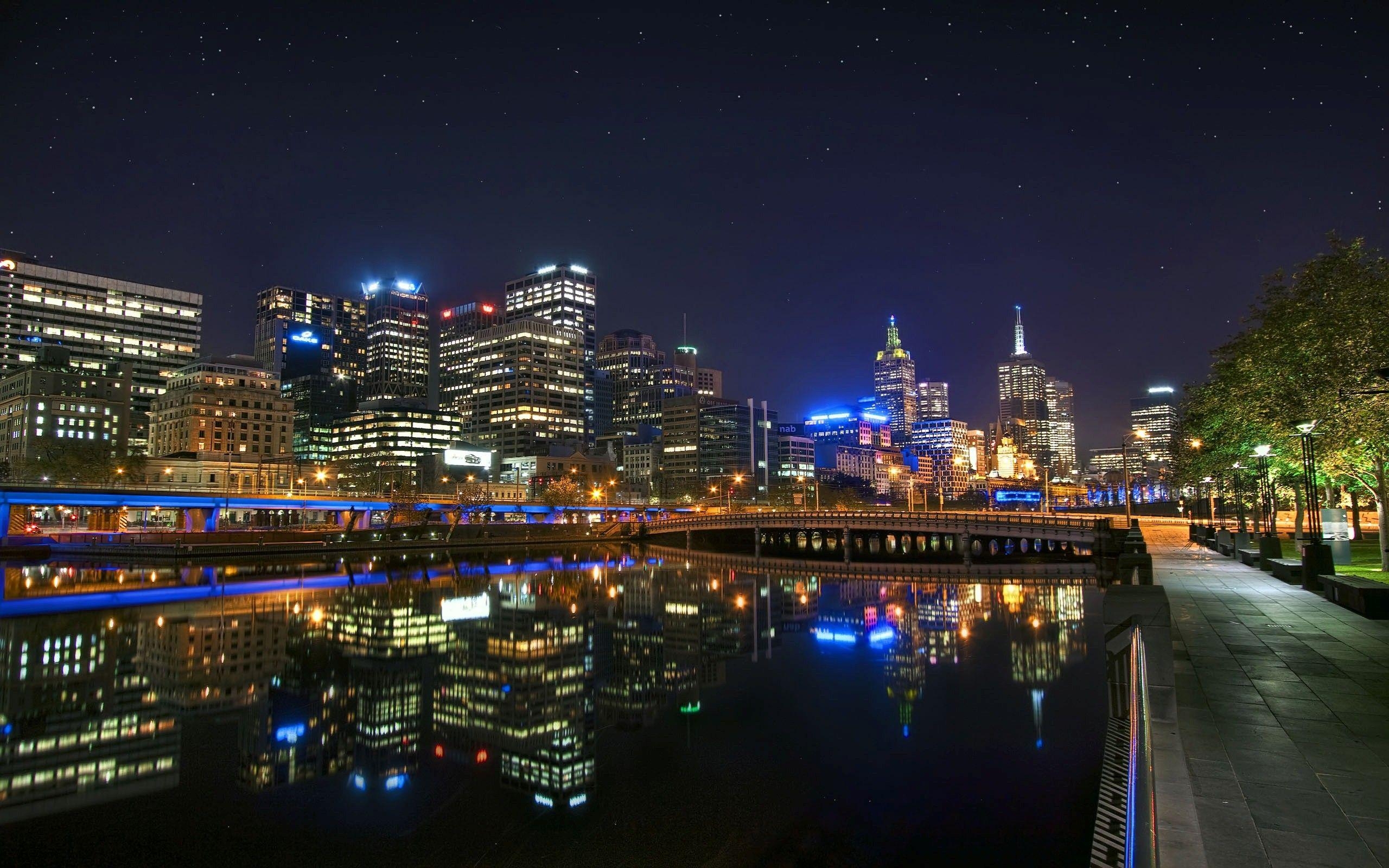 2560x1600 Night Look of City Melbourne in Australia HD Wallpaper, Desktop