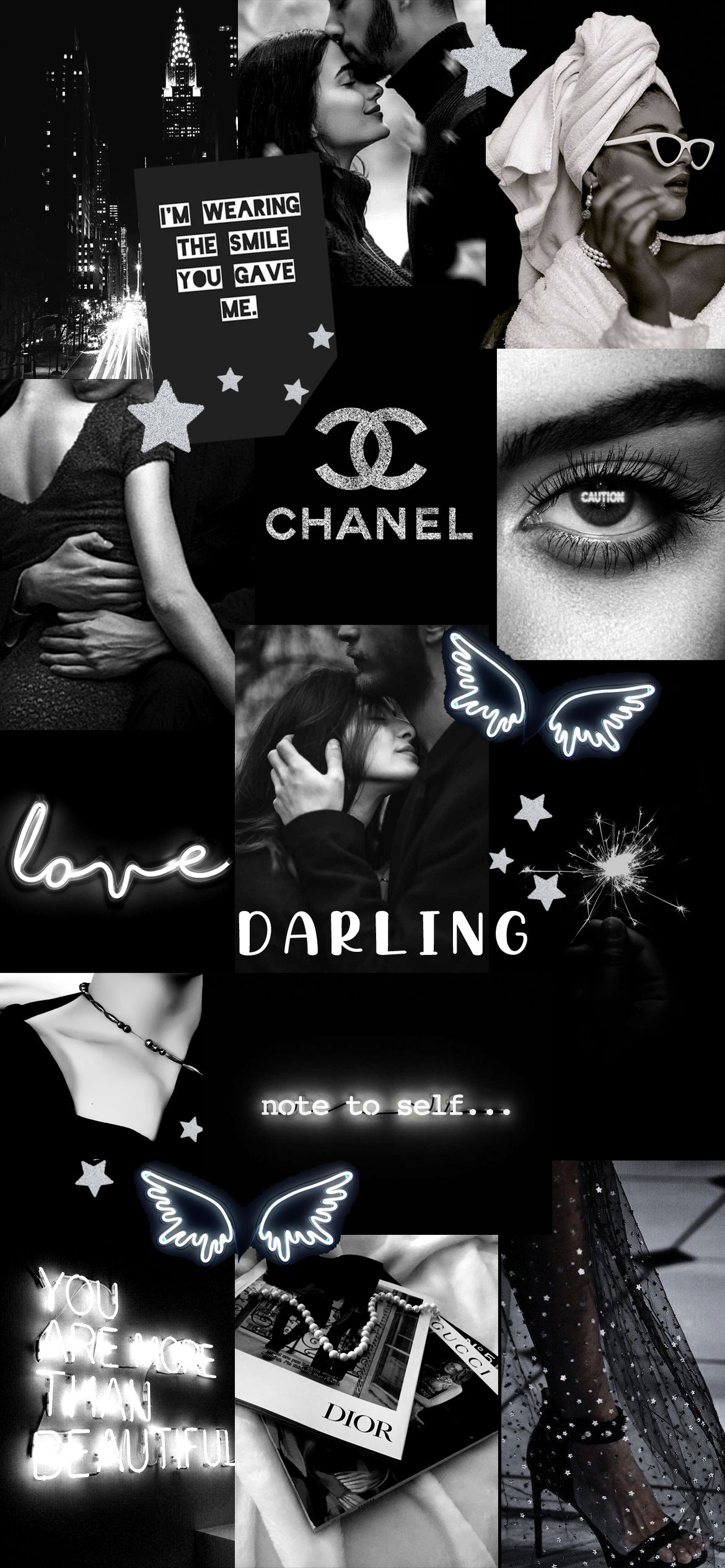 1170x2540 Black and White Wallpaper Collages, Valentine's Day Collage for Phone, Phone