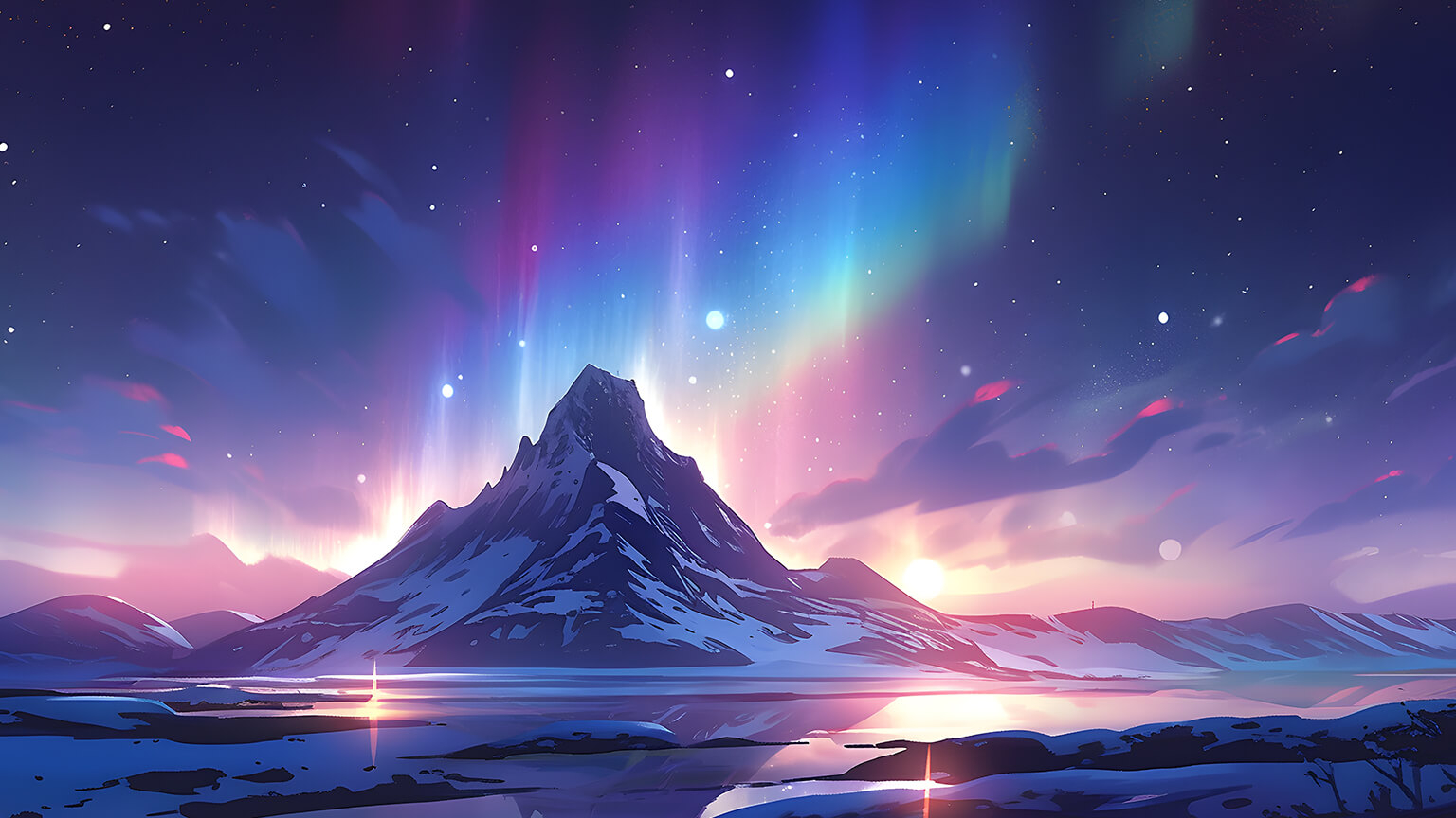 1540x870 Northern Lights Mountain Desktop Wallpaper: Free 4K Downloads!, Desktop