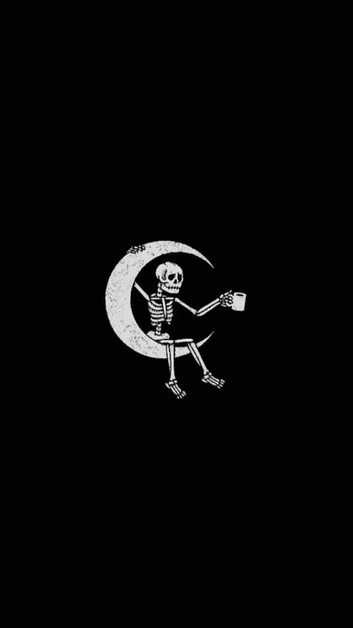 720x1280 Skeleton Wallpaper Discover more Black, Dark, Funny Skeleton, Moon, Skeleton wallpaper. /ske. Good vibes wallpaper, Dark wallpaper, Wallpaper, Phone