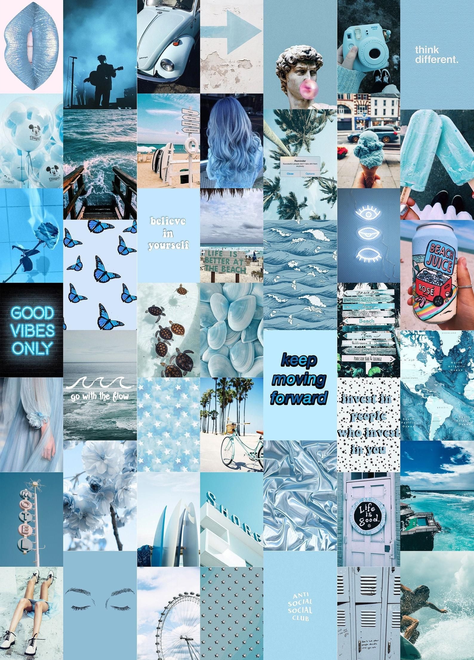 1590x2220 Ocean Blues Wall Collage Kit digital Download Photo Wall. Etsy. Cute blue wallpaper, Blue wallpaper iphone, iPhone wallpaper tumblr aesthetic, Phone