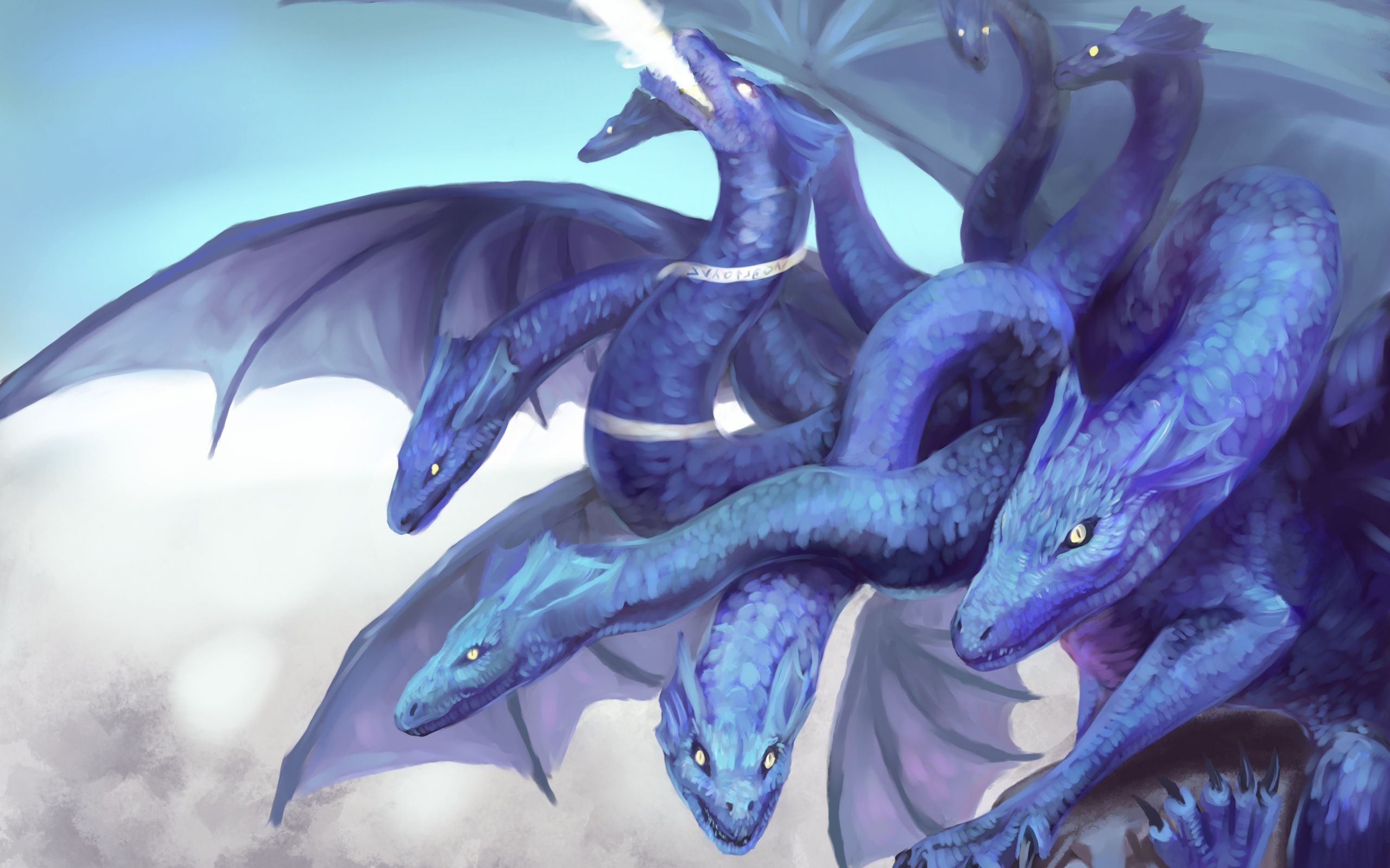 2560x1600 Download  wallpaper hydra, dragon, fantasy, art, dual, Desktop