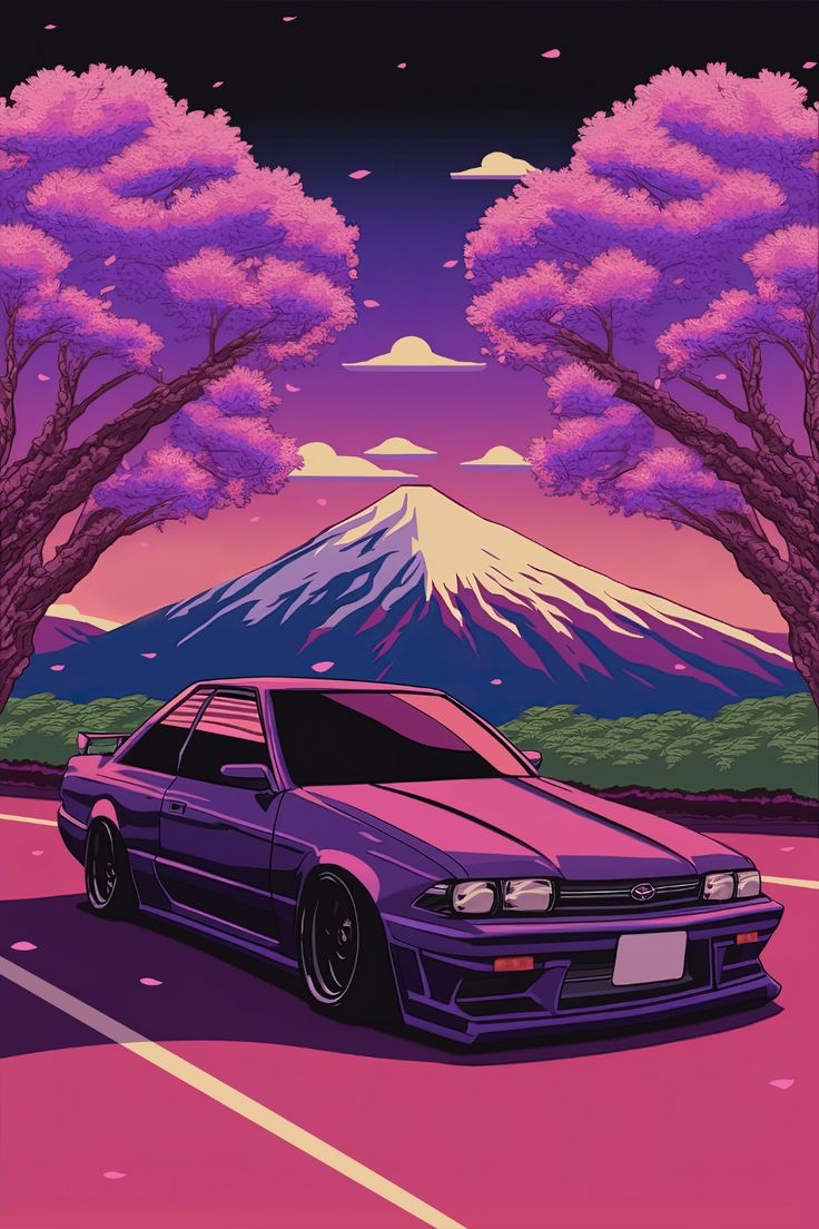 740x1110 Anime Infused Retrowave: A Sunset, Phone