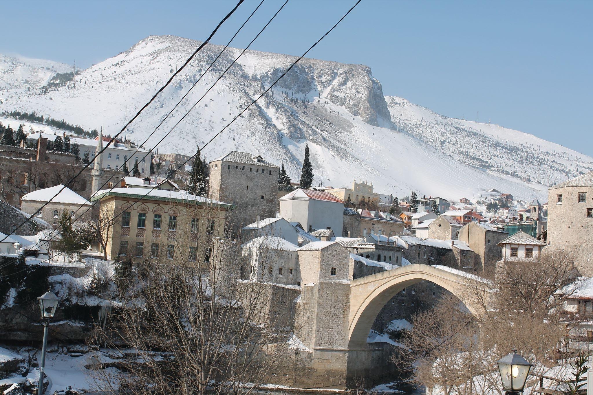 2050x1370 Mostar, Old Bridge, Winter, Snow, Ottoman Empire, Ottoman, Mosque, Desktop