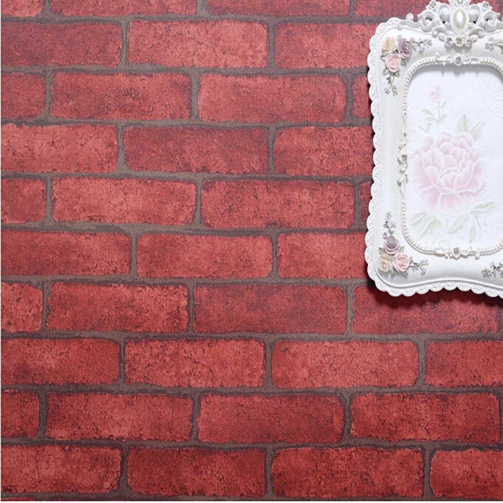 1000x1000 Red Brick Stone Wallpaper Self Adhesive PVC Vintage Living Room TV, Phone