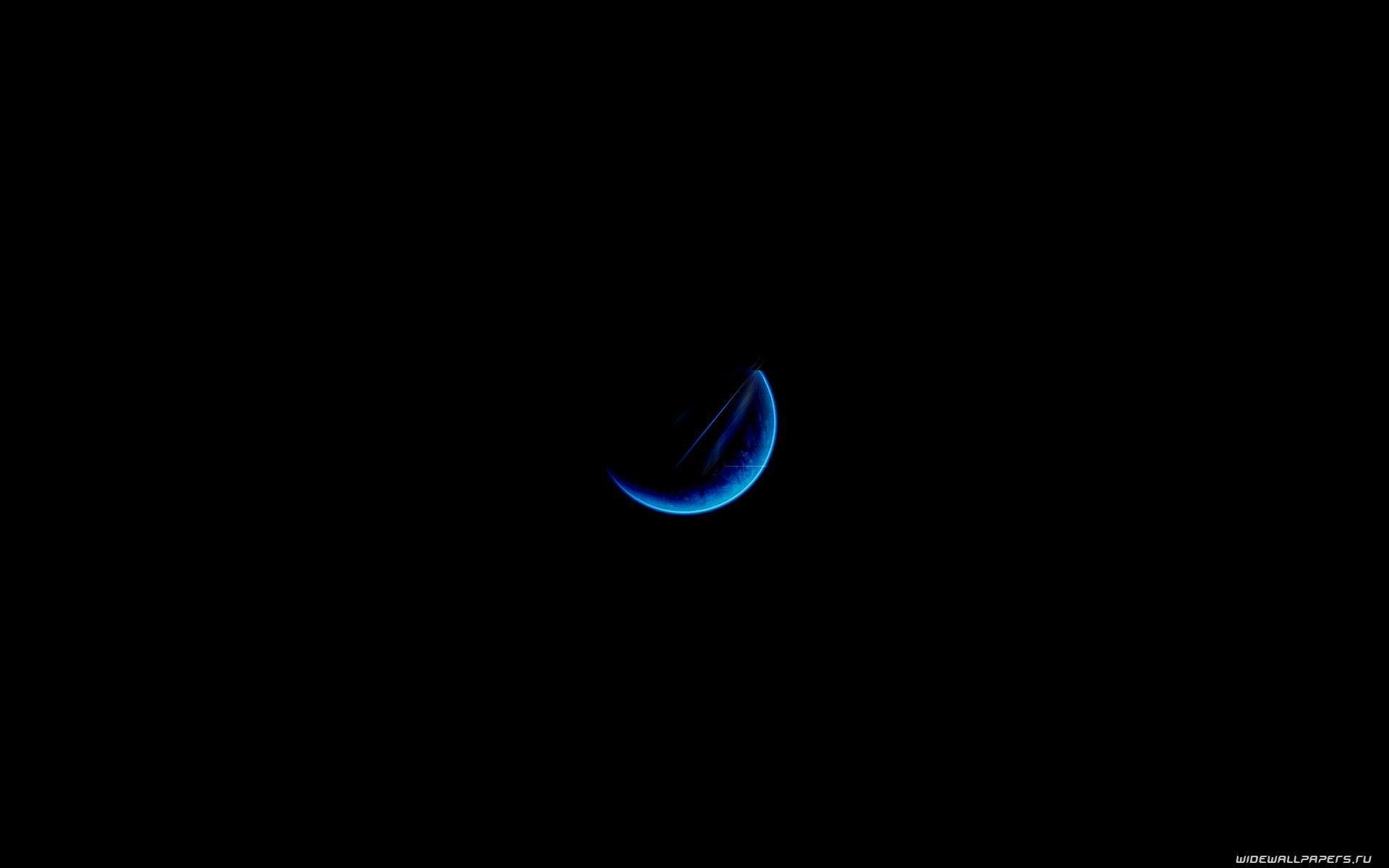 1920x1200 Half a blue moon on a black background wallpaper and image, Desktop