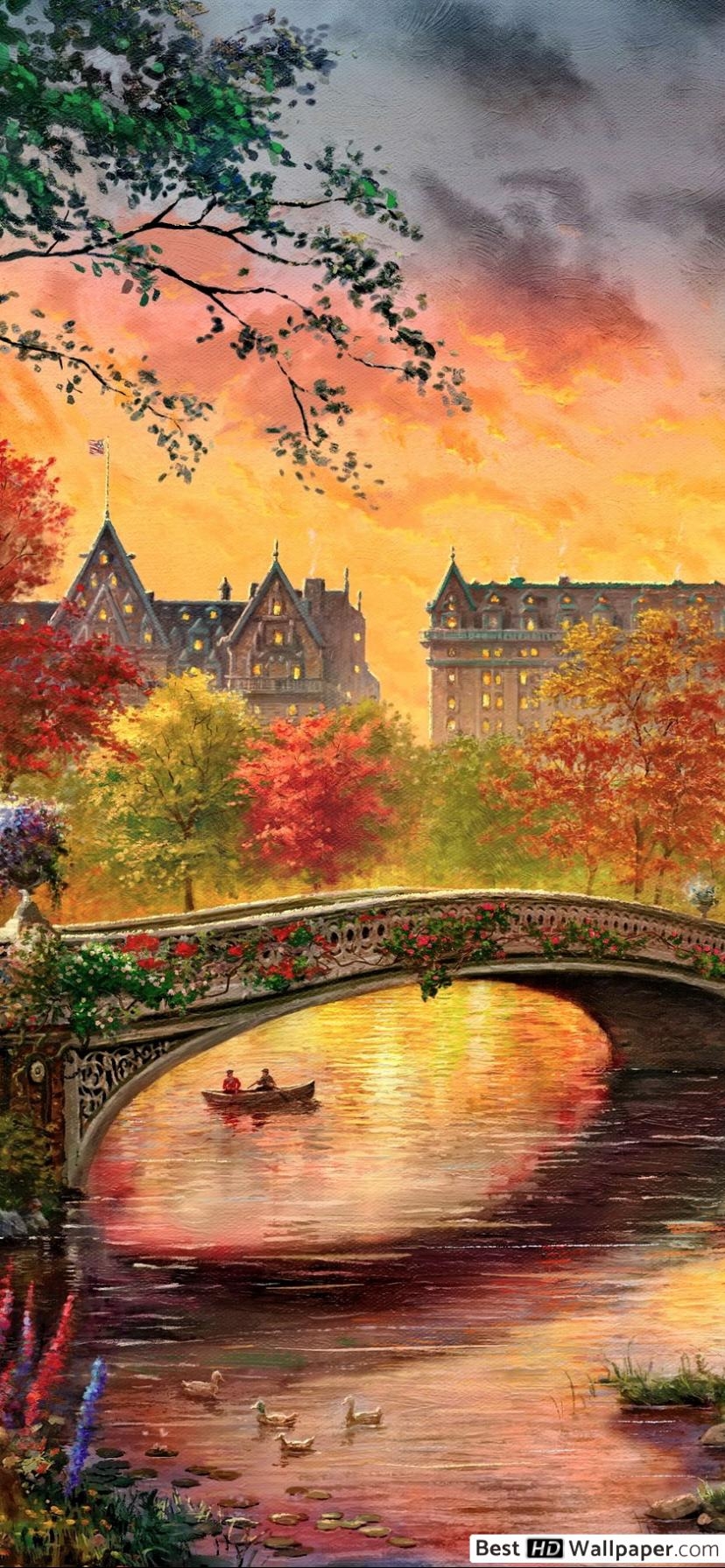 830x1800 Vintage Autumn in Central Park, New York City HD wallpaper download, Phone