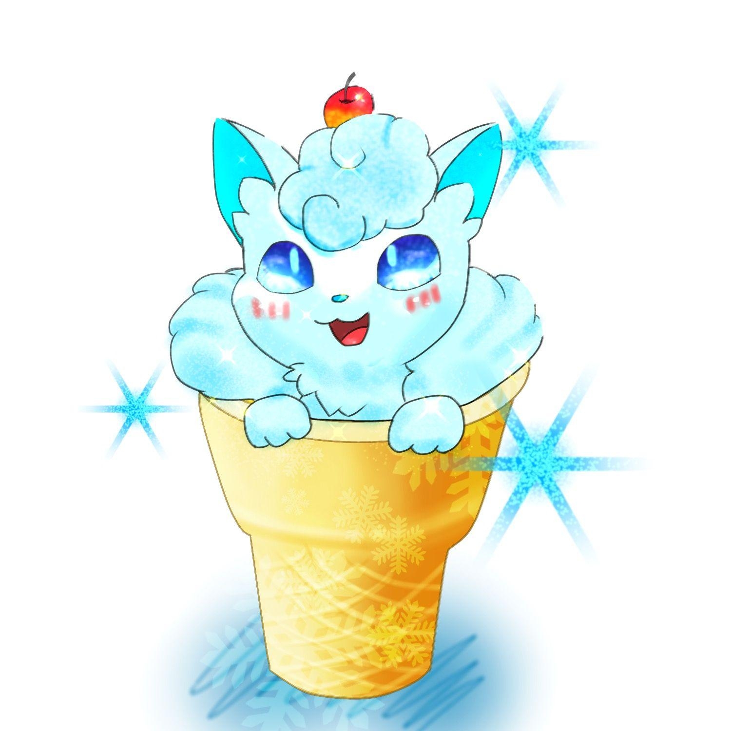 1500x1500 Alolan Vulpix in an ice cream cone. Pokémon, Phone