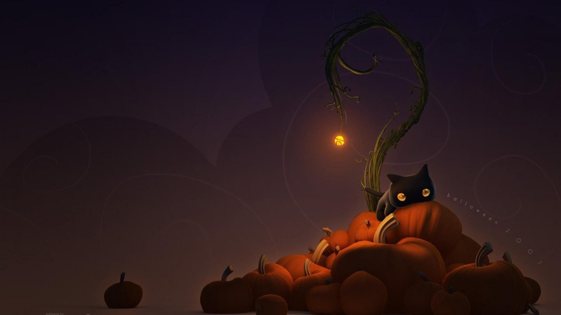 1920x1080 Cute Cat Halloween Wallpaper, Desktop