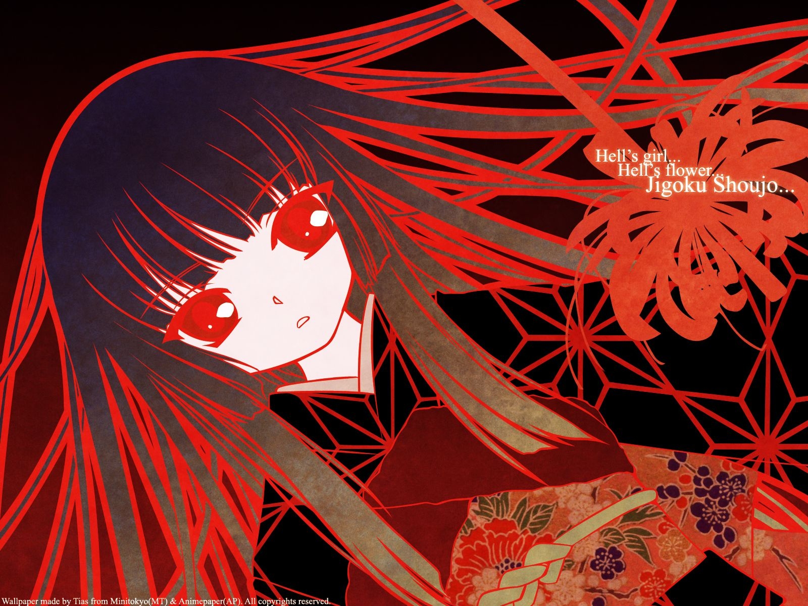 1600x1200 Jigoku Shoujo Wallpaper: Hell's girl, Hell's flower, Jigoku Shoujo, Desktop