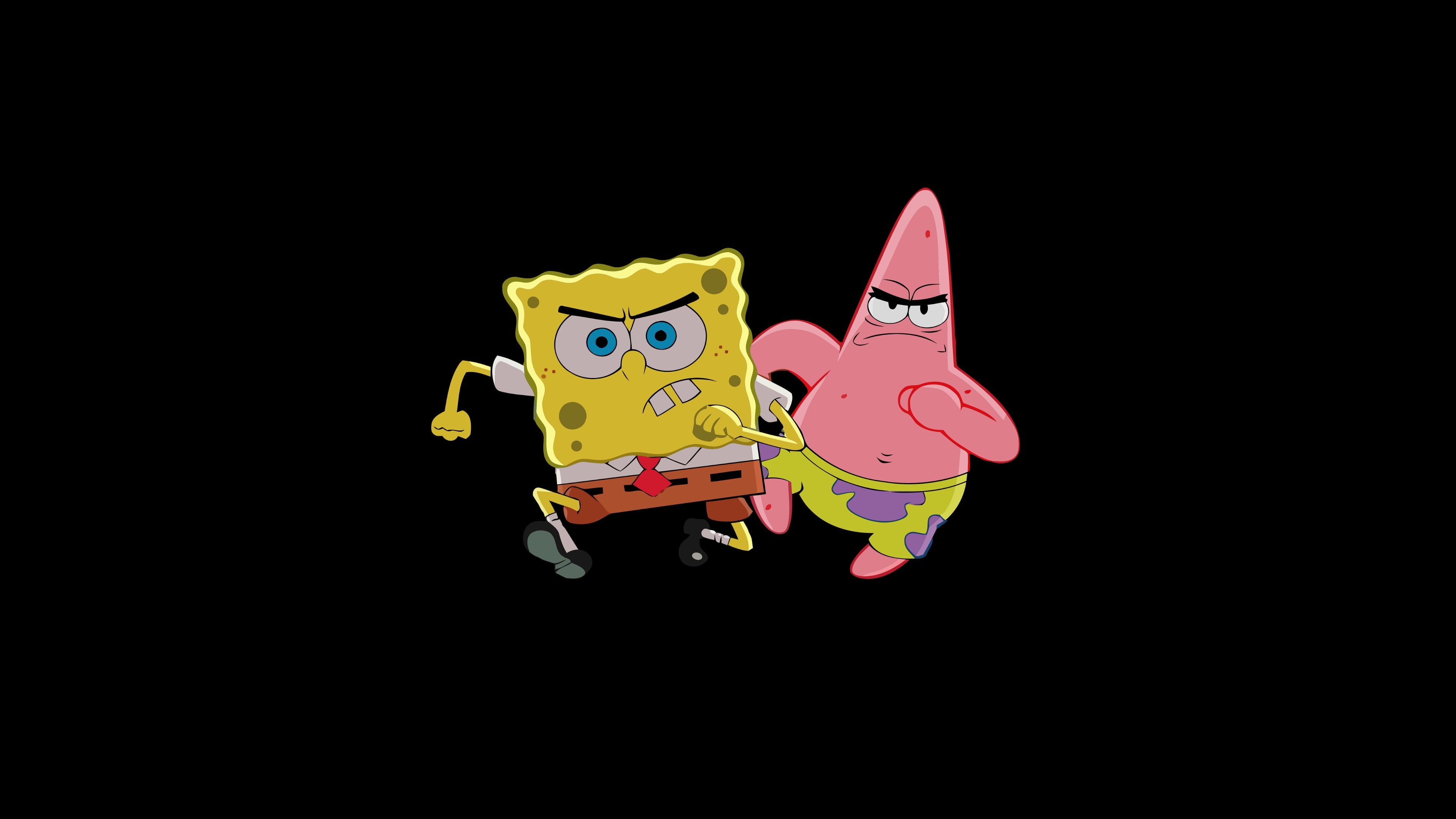 3840x2160 simple simple background SpongeBob SquarePants black background Patrick Star K #wallpaper #hdwallpaper. Spongebob wallpaper, Spongebob squarepants, Spongebob, Desktop