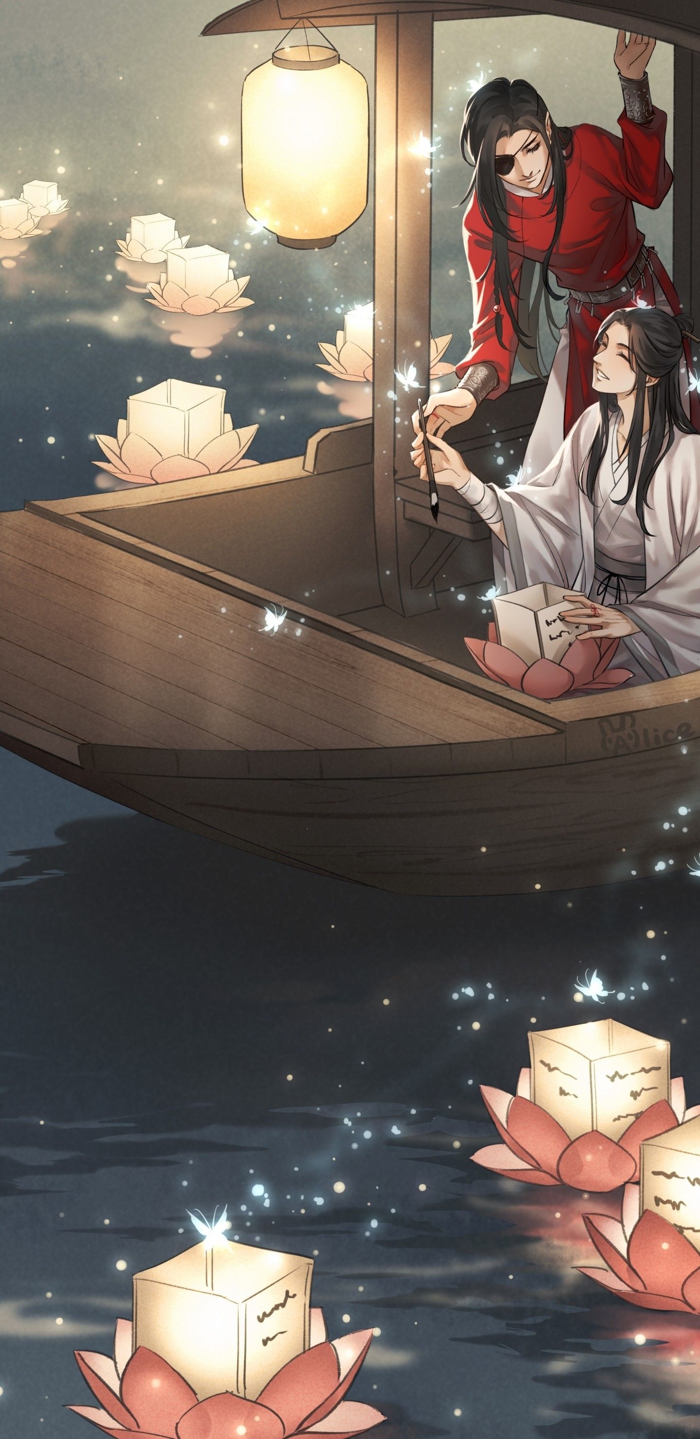 1440x2960 Download  Xie Lian, Hua Cheng, Tian Guan Ci Fu, Boat, Phone