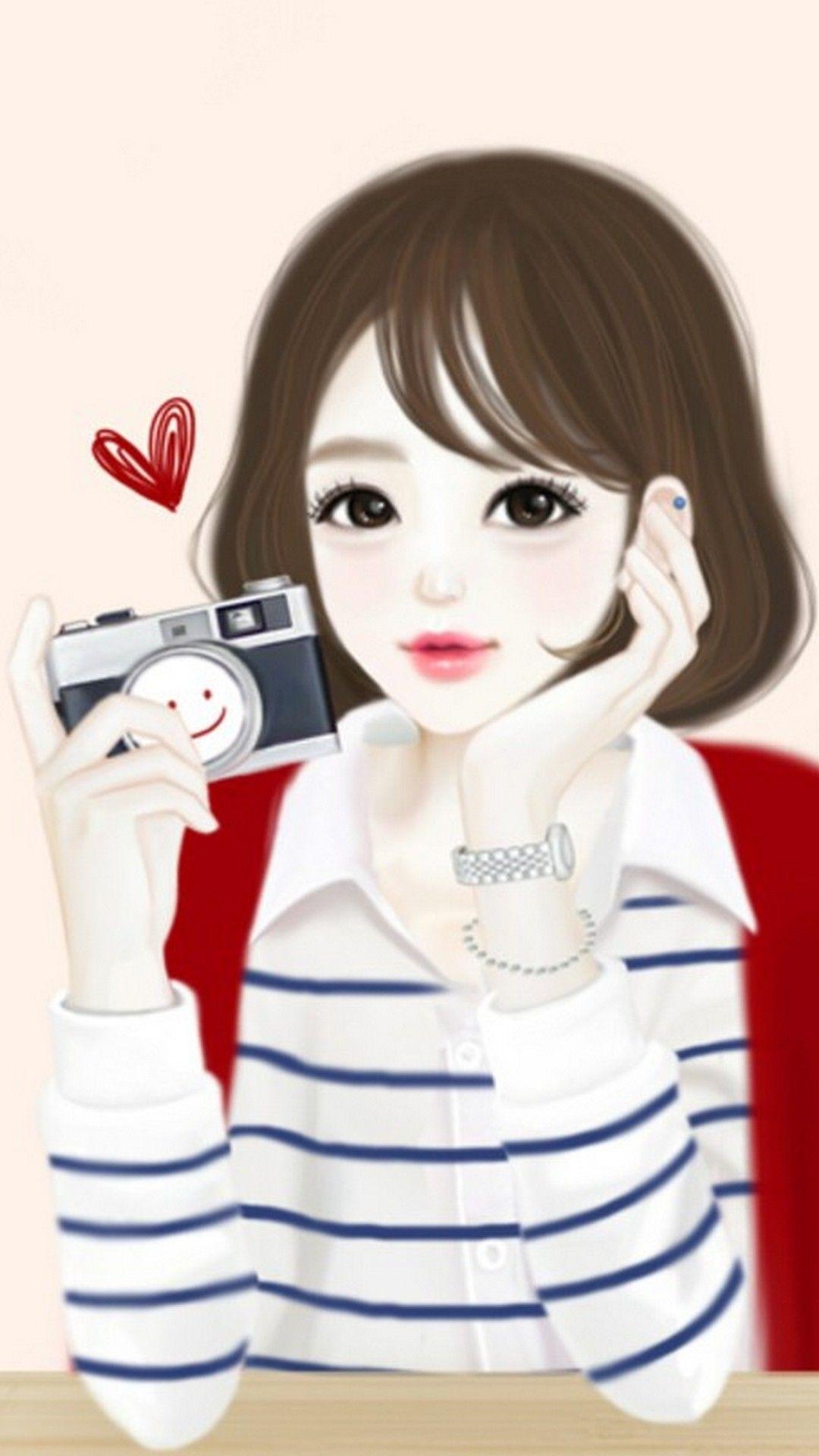 1080x1920 Cute Drawings Wallpaper For Phone HD Phone Wallpaper. Cute drawings, Girl cartoon, Cute cartoon girl, Phone