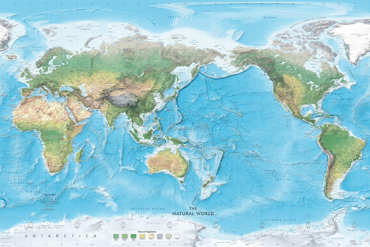 1280x860 Natural World Physical Map Mural Centered Wallpaper. World Maps Online, Desktop