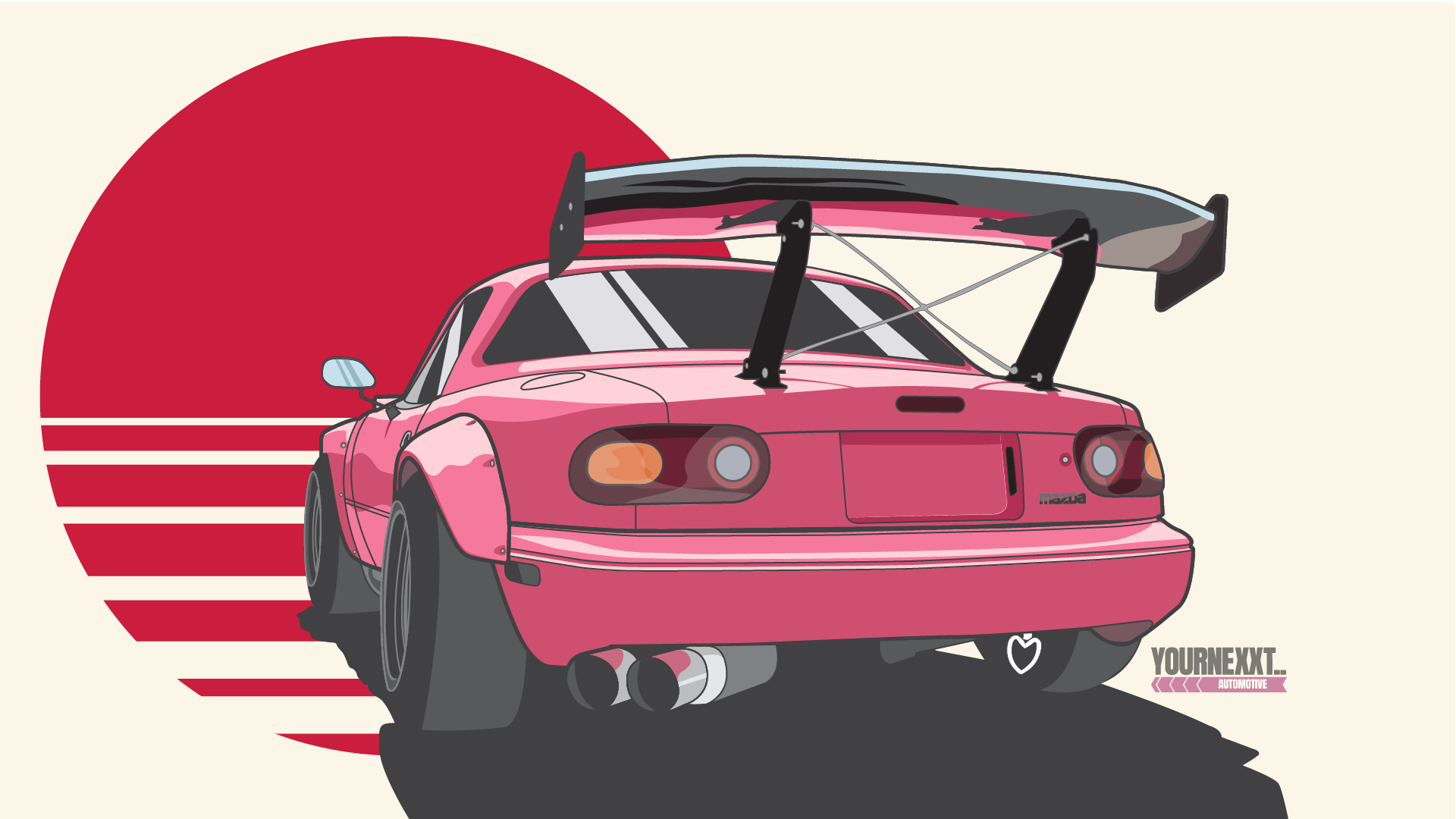 1920x1080 Neon Pink Miata NA digital illustration!, Desktop