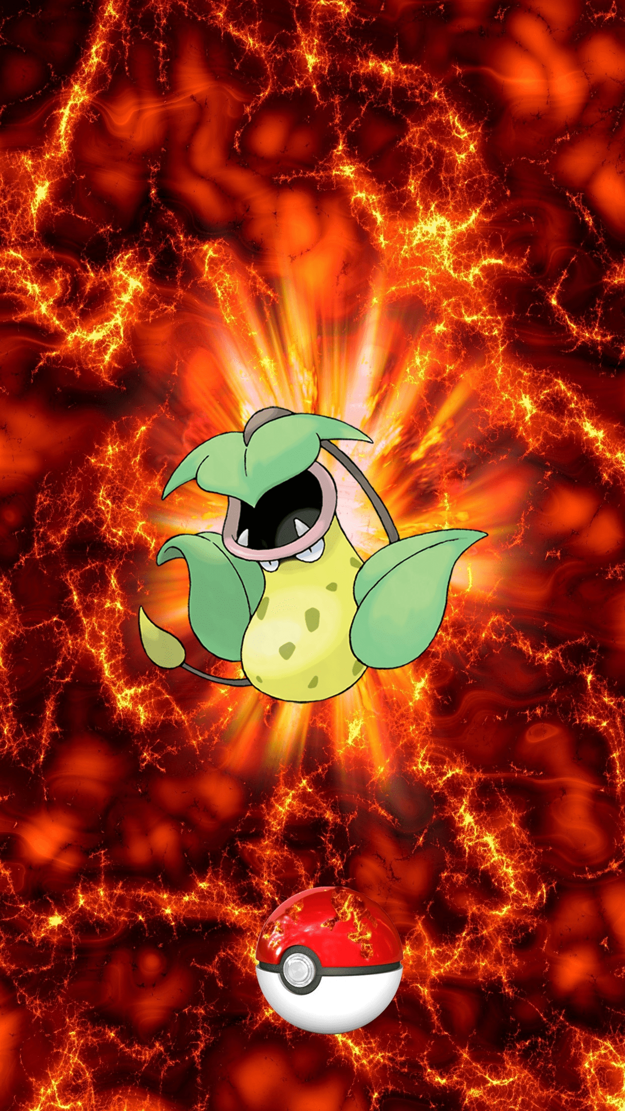 1250x2210 Fire Pokeball Victreebel Utsubot Weepinbell, Phone