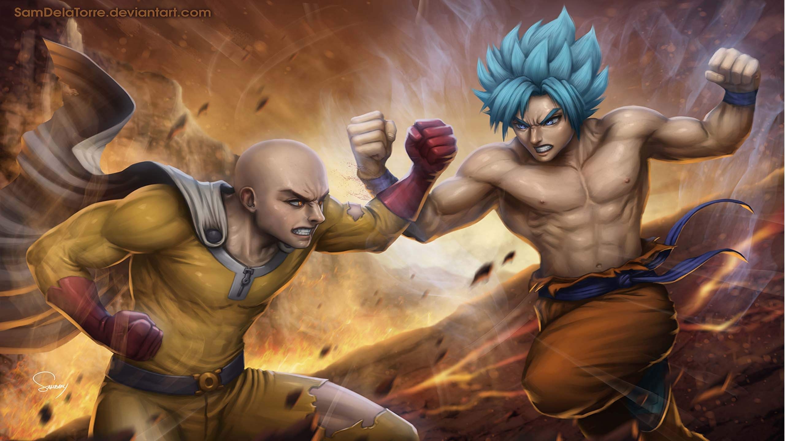 2560x1440 Saitama Vs Goku Wallpaper. Saitama, One punch man, Saitama one, Desktop