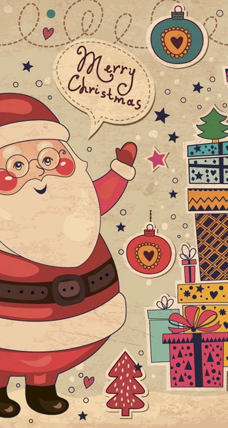 740x1380 christmas card design santa. Wallpaper, Phone