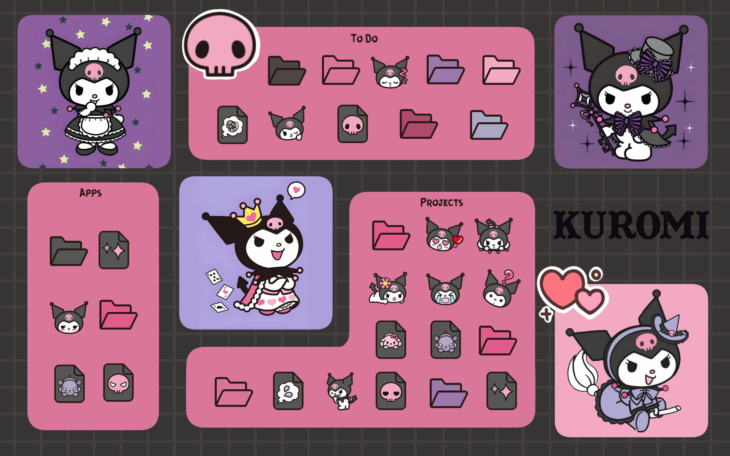 2560x1600 Kuromi Folder Icon Sanrio Windows & Mac Folder Icon, Desktop