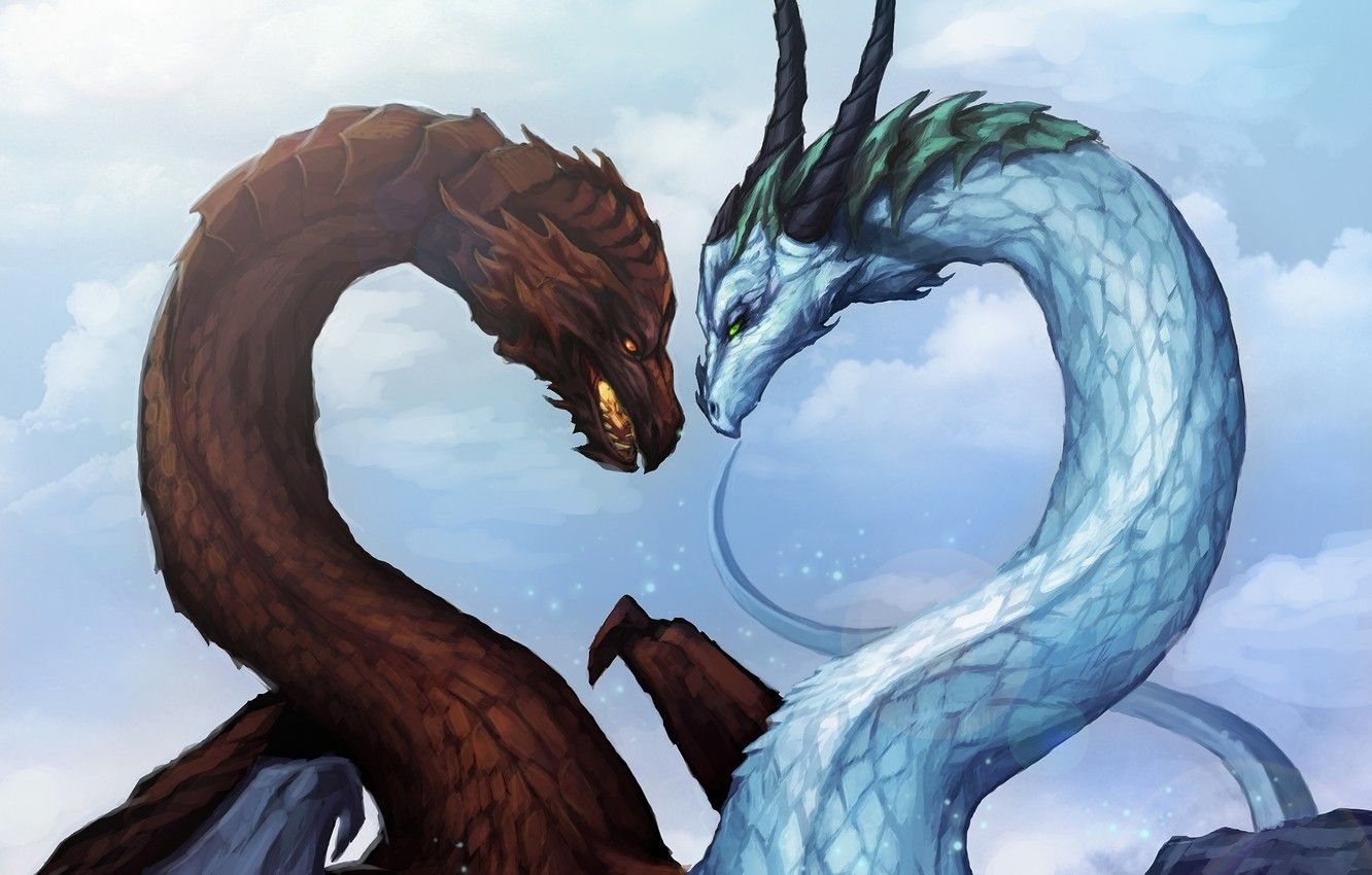 1340x850 Wallpaper ice, winter, snow, love, fiction, fire, dragons, frost, Desktop