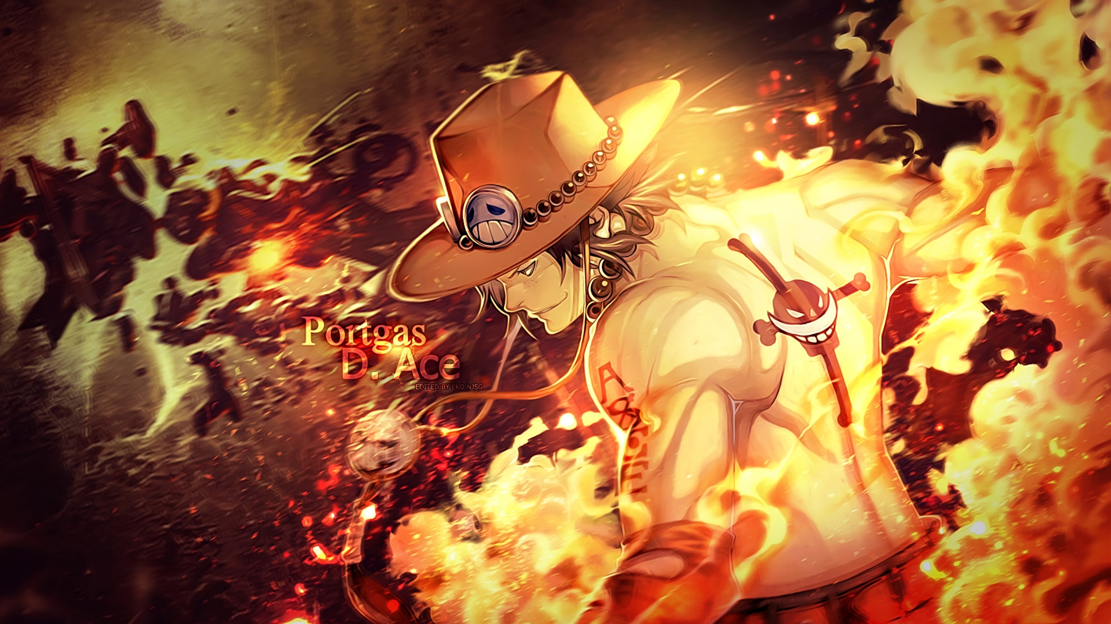 3840x2160 One Piece Portgas D Ace On Fire 4K 8K HD Anime Wallpaper, Desktop