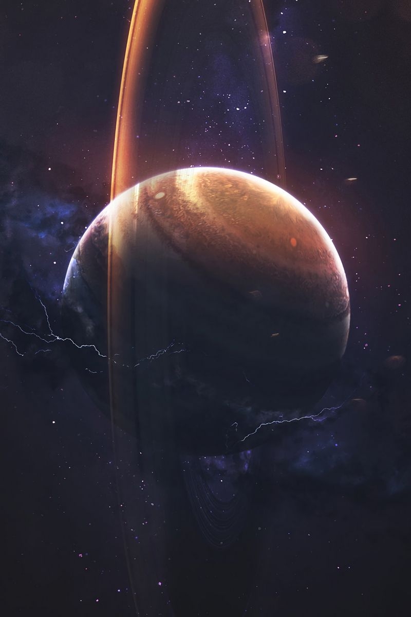 800x1200 Download Wallpaper  Saturn, Planet, Ring, Space, Stars, Lightning Iphone 4s 4 For Parallax HD Background, Phone