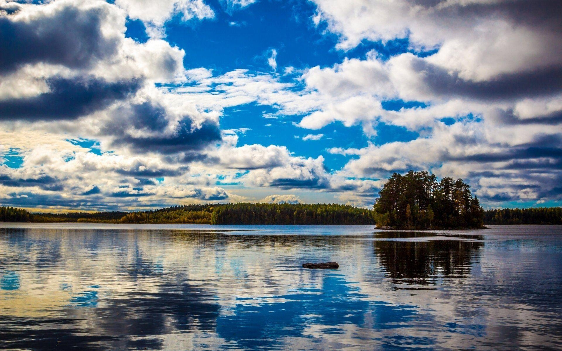 1920x1200 kullaa finland finland lake island clouds HD wallpaper, Desktop