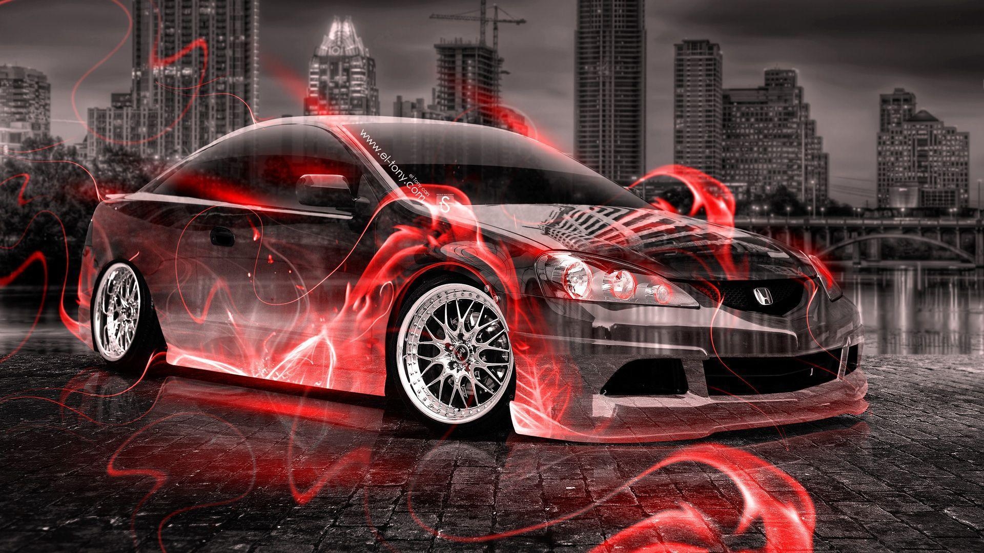 1920x1080 Honda Integra JDM Crystal Fire City Car 2014, Desktop