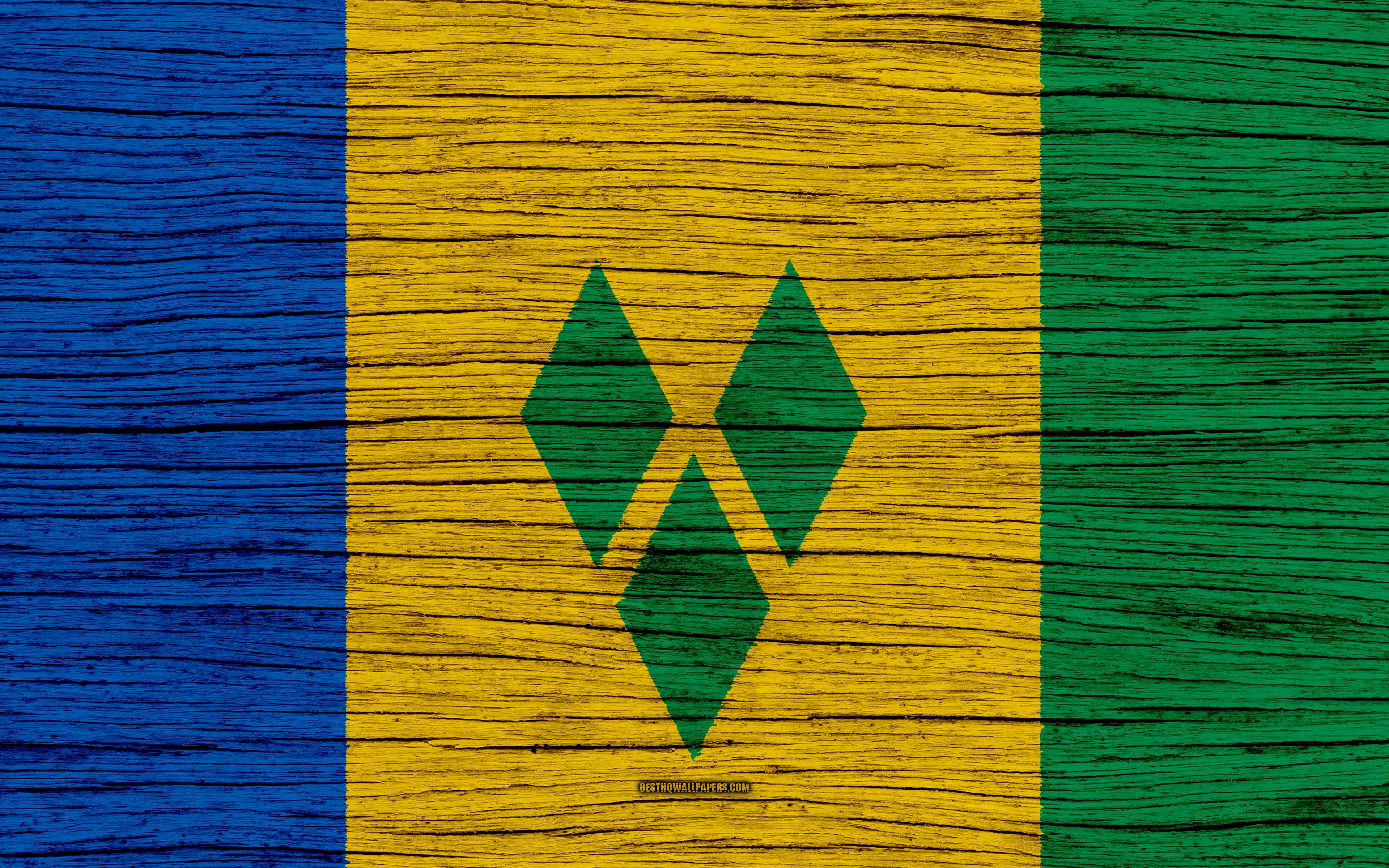 3840x2400 Download wallpaper Flag of Saint Vincent and the Grenadines, 4k, Desktop