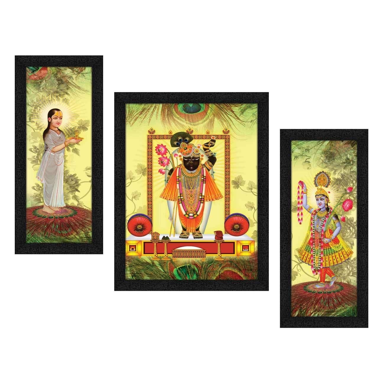 1300x1300 ARTAMORI Shrinathji with Yamunaji and Mahaprabhuji 3 Piece Painting with Synthetic Frame: Amazon.in: Home & Kitchen, Phone