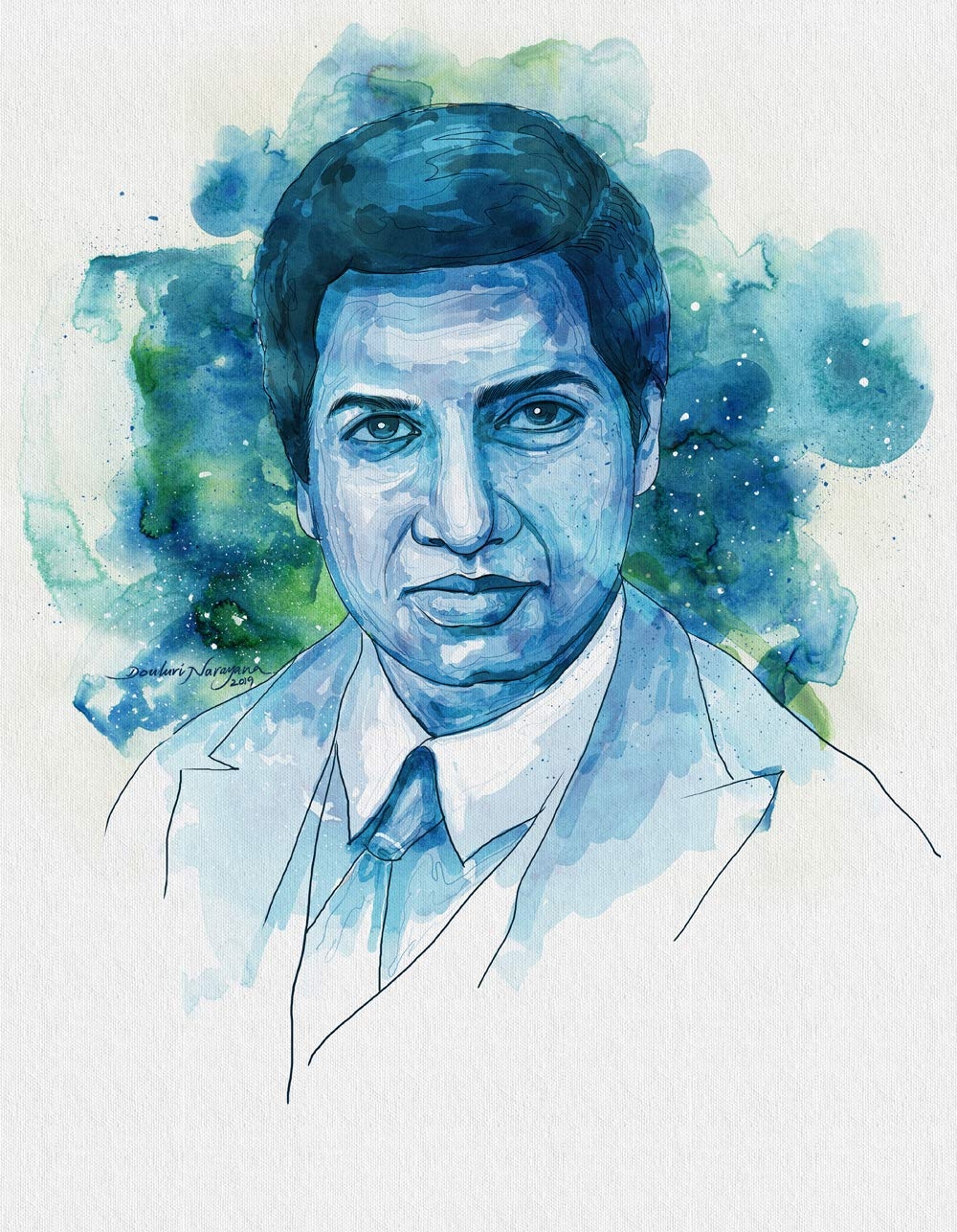 1000x1290 DN Art Srinivasa Ramanujan Portrait Canvas Print Rolled, Phone