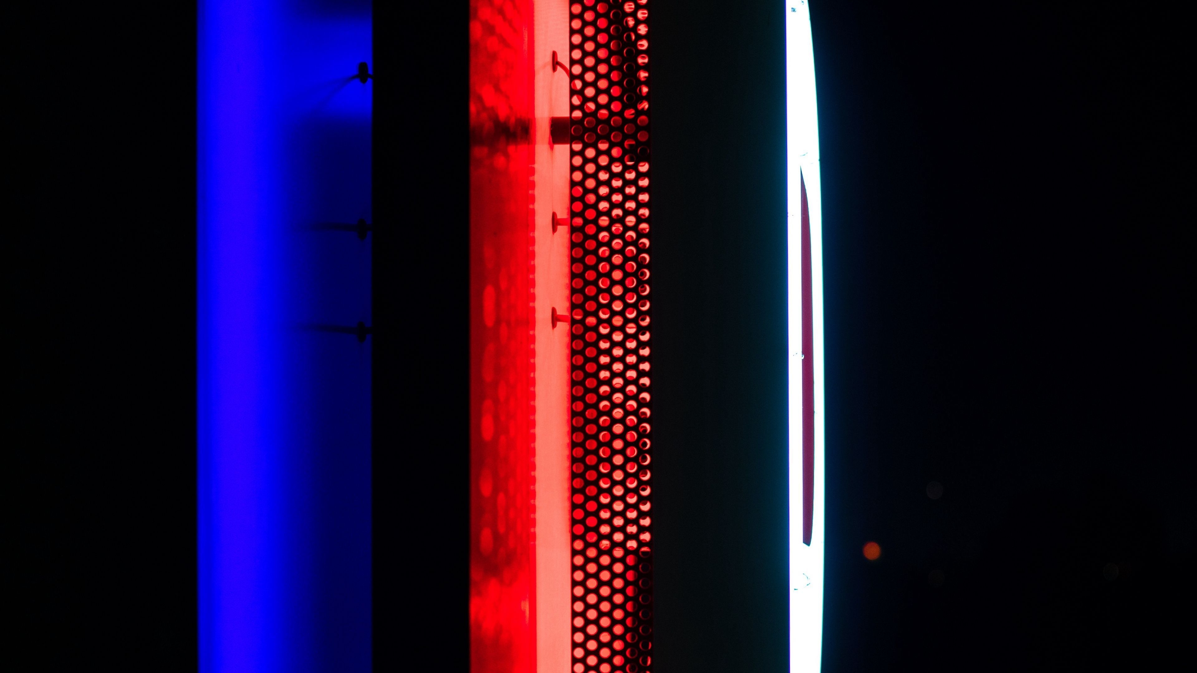 3840x2160 neon, backlight, wall, dark, blue, red 4k WALL, Neon, backlight. Wallpaper, Widescreen wallpaper, Red, Desktop