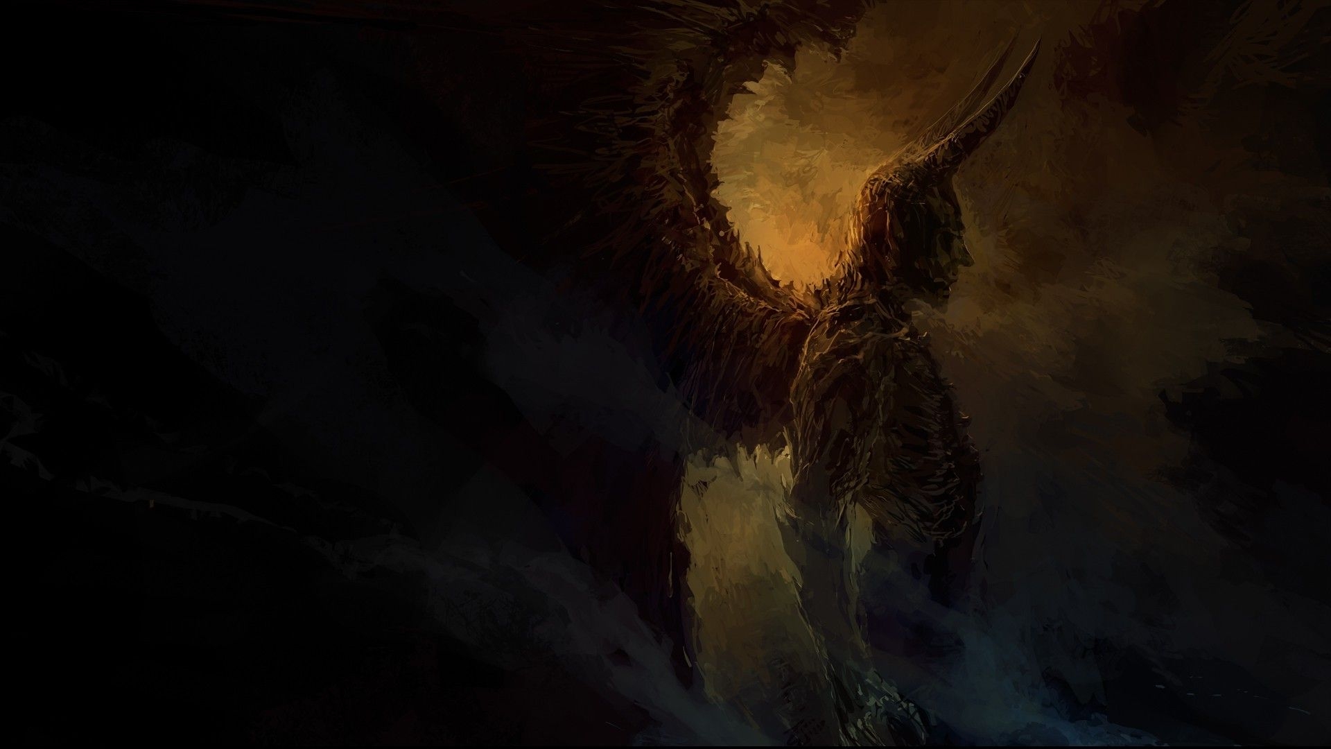 1920x1080 drawing, Demon, Digital Art, Fantasy Art, Creature, Devil, Wings, Desktop