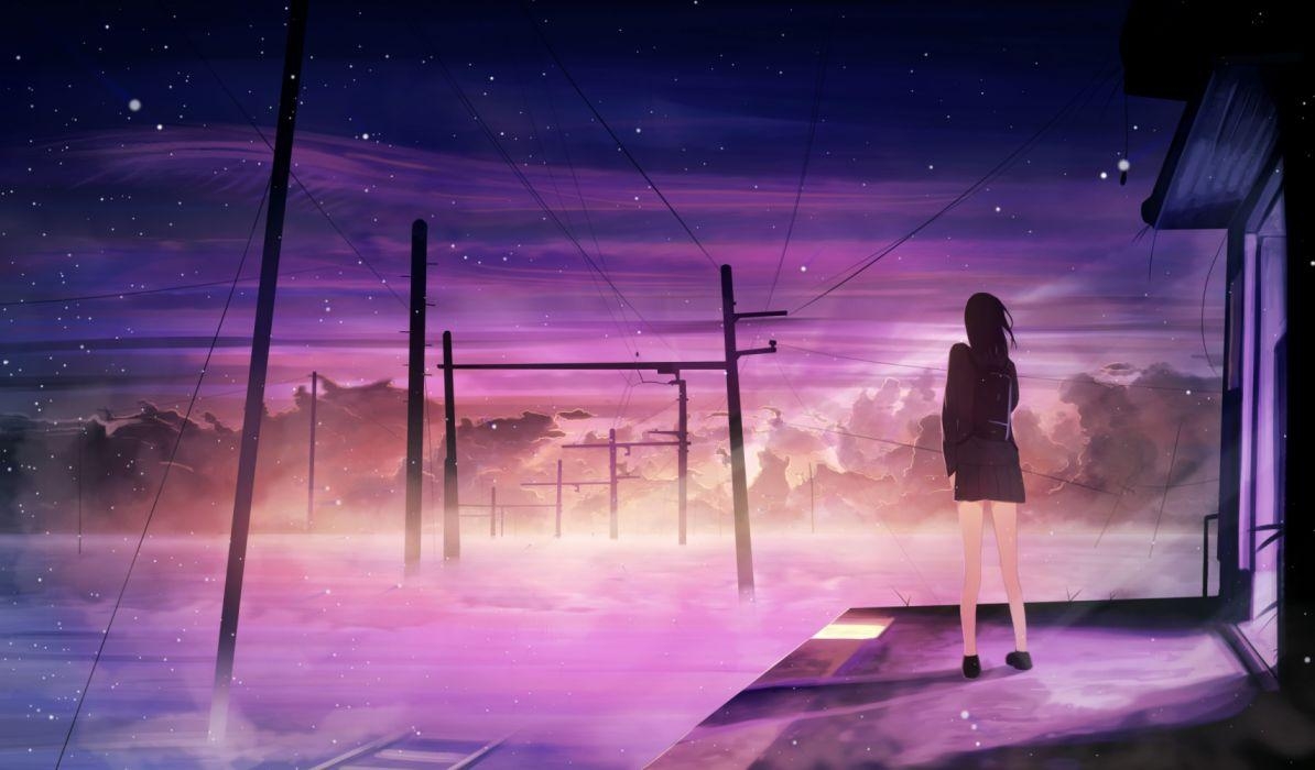 1200x700 Anime girl alone sky wallpaperx2251, Desktop