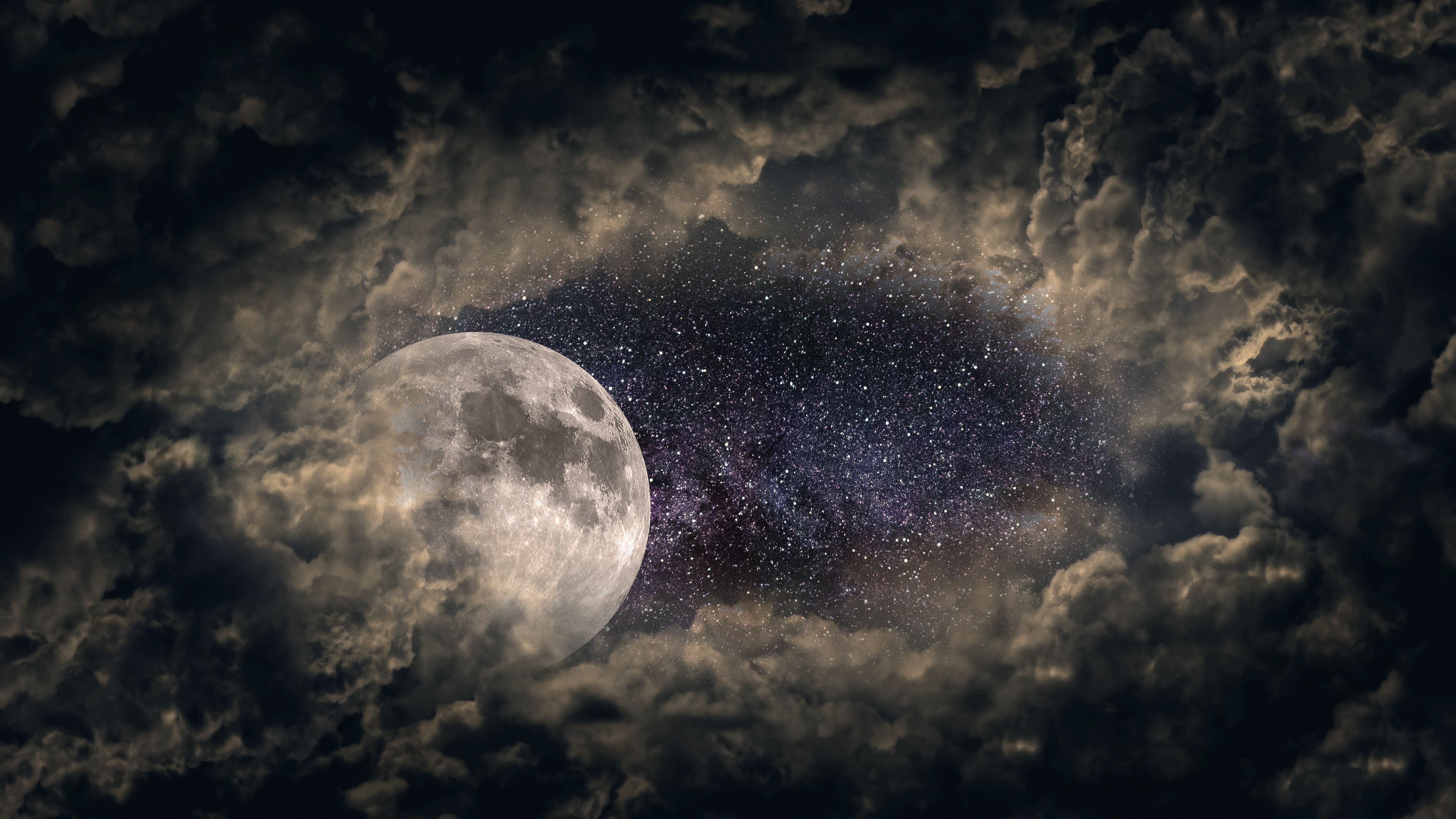 4900x2760 Clouds Moon Universe Stars 5k, HD Nature, 4k Wallpaper, Image, Background, Photo and Picture, Desktop