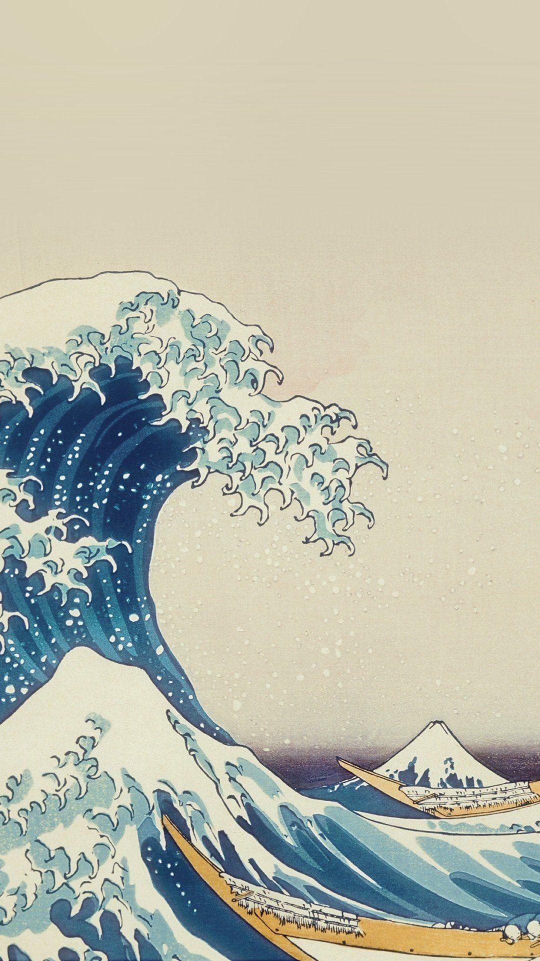 1080x1920 wave art hokusai painting classic art.com, Phone