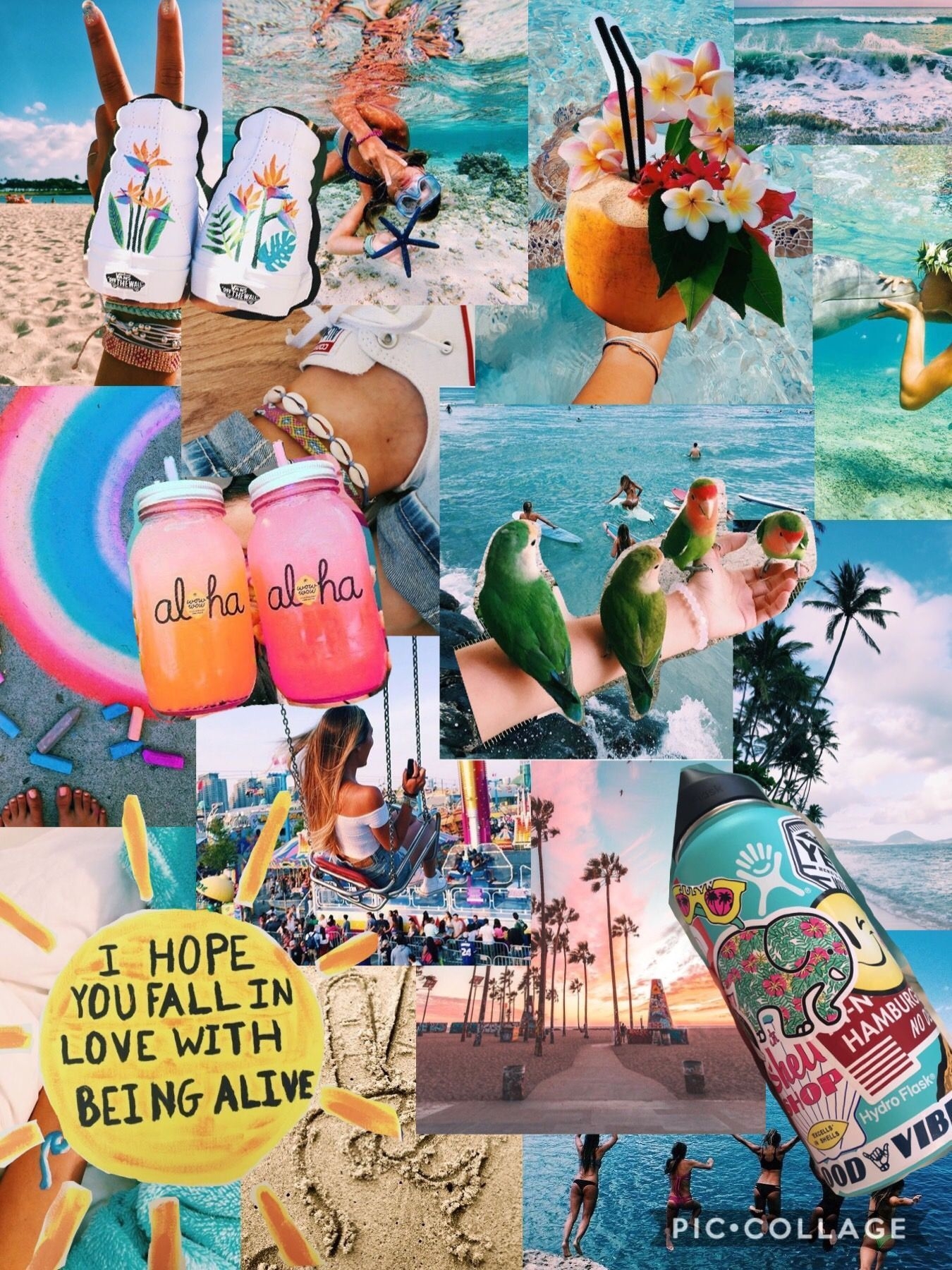 1350x1800 Beach Collage Wallpaper Free Beach Collage Background, Phone