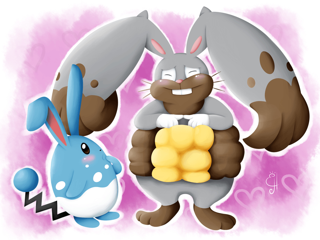 1030x770 Pokemon Commission Diggersby And Azumarill By Exceru Karina, Desktop