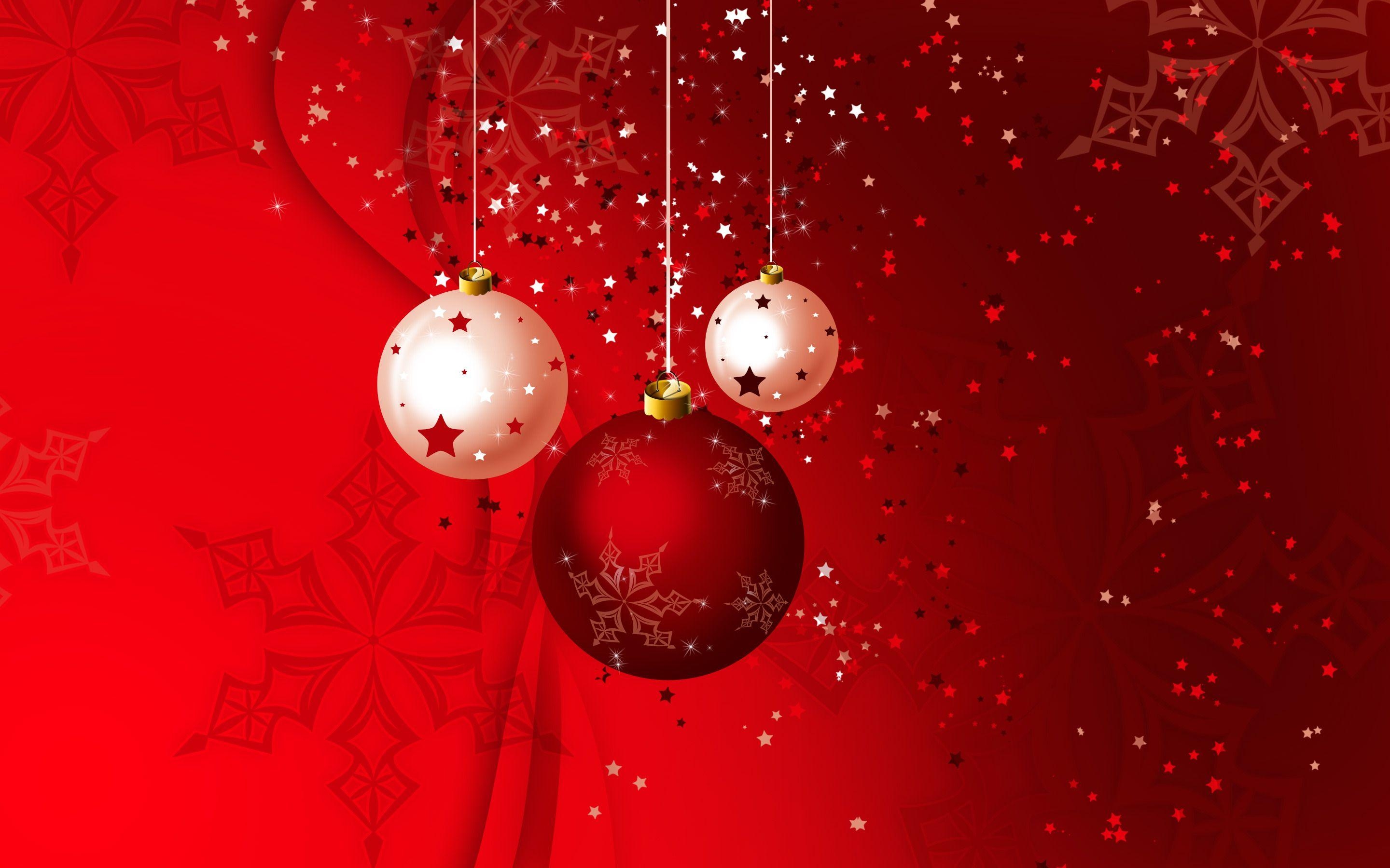 2880x1800 Red and white Christmas globes Wallpaper, Desktop