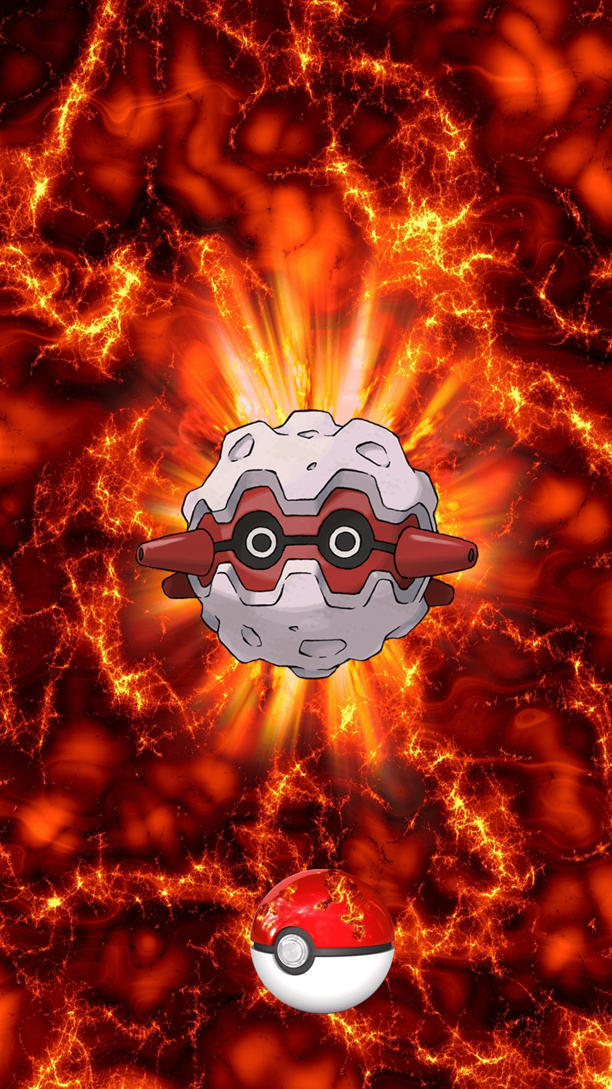 1250x2210 Fire Pokeball Forretress Unknown Pineco, Phone