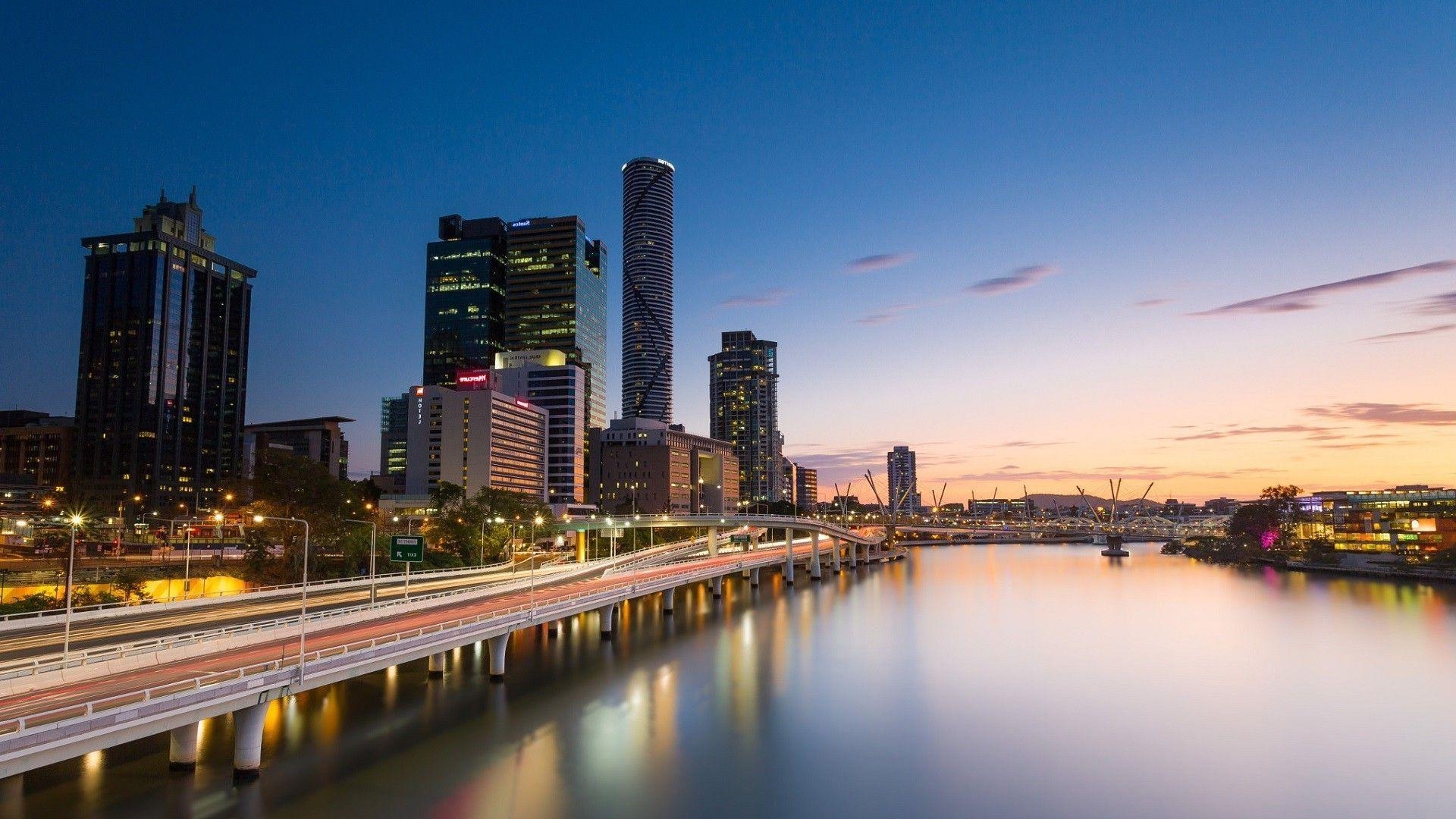 1920x1080 Australia, Brisbane, City, Cityscape, Skyscraper, River, Desktop