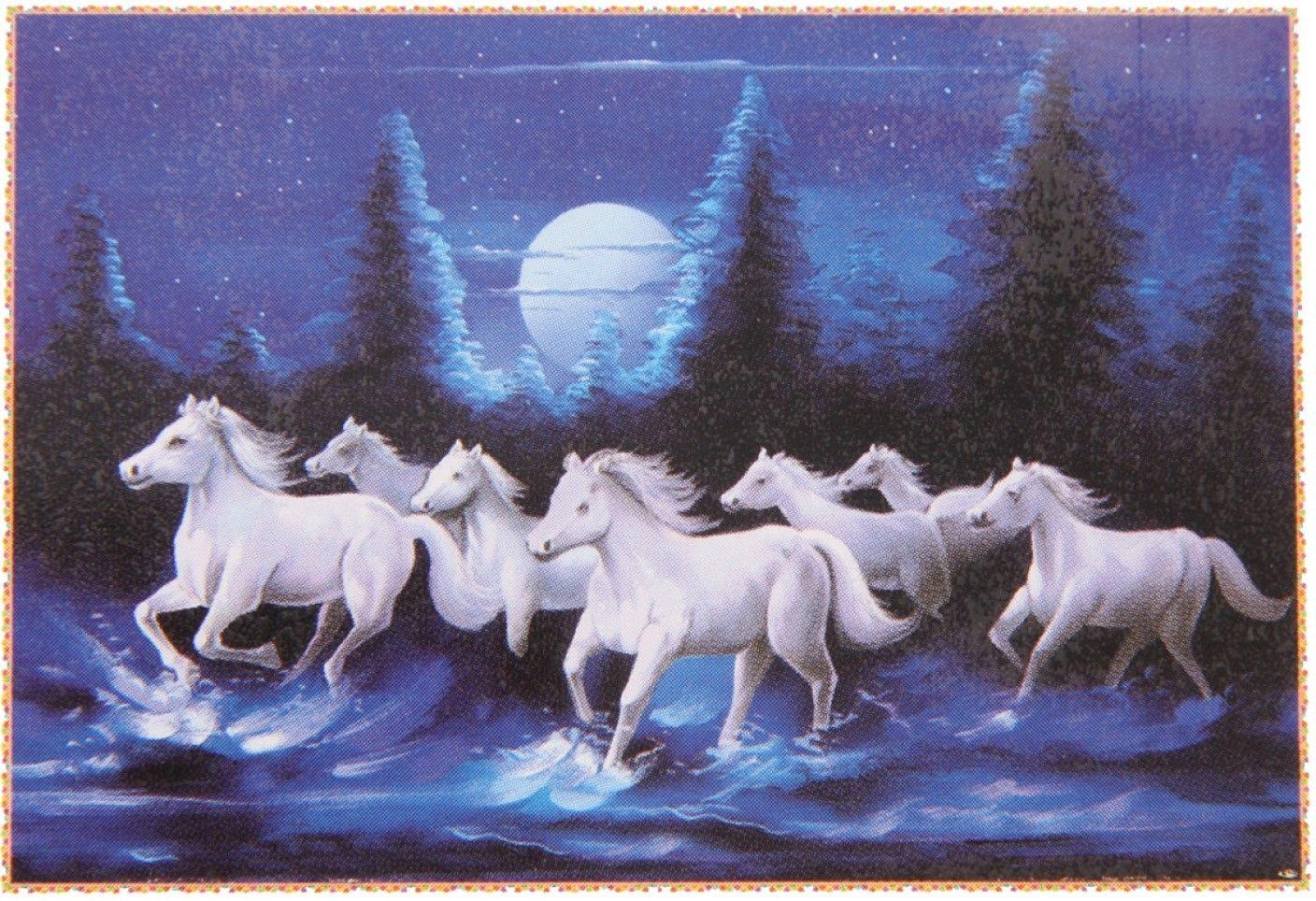 1410x970 Bm Traders Beautiful 7 White Horses rolled Poster Big Paper Print, Desktop