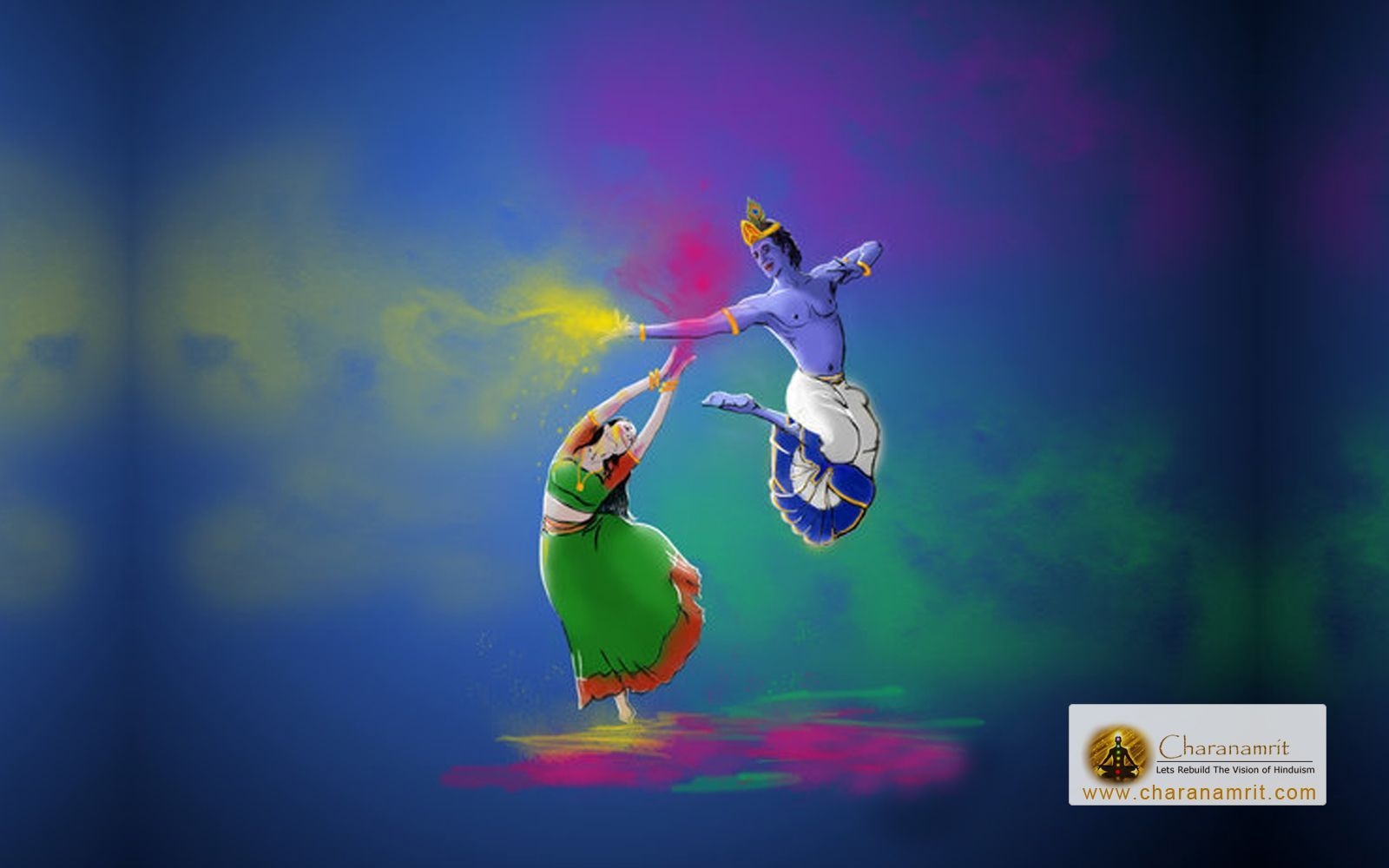 1600x1000 Beautiful Blue Color Radha and Krishna Holi Wallpaper width, Desktop