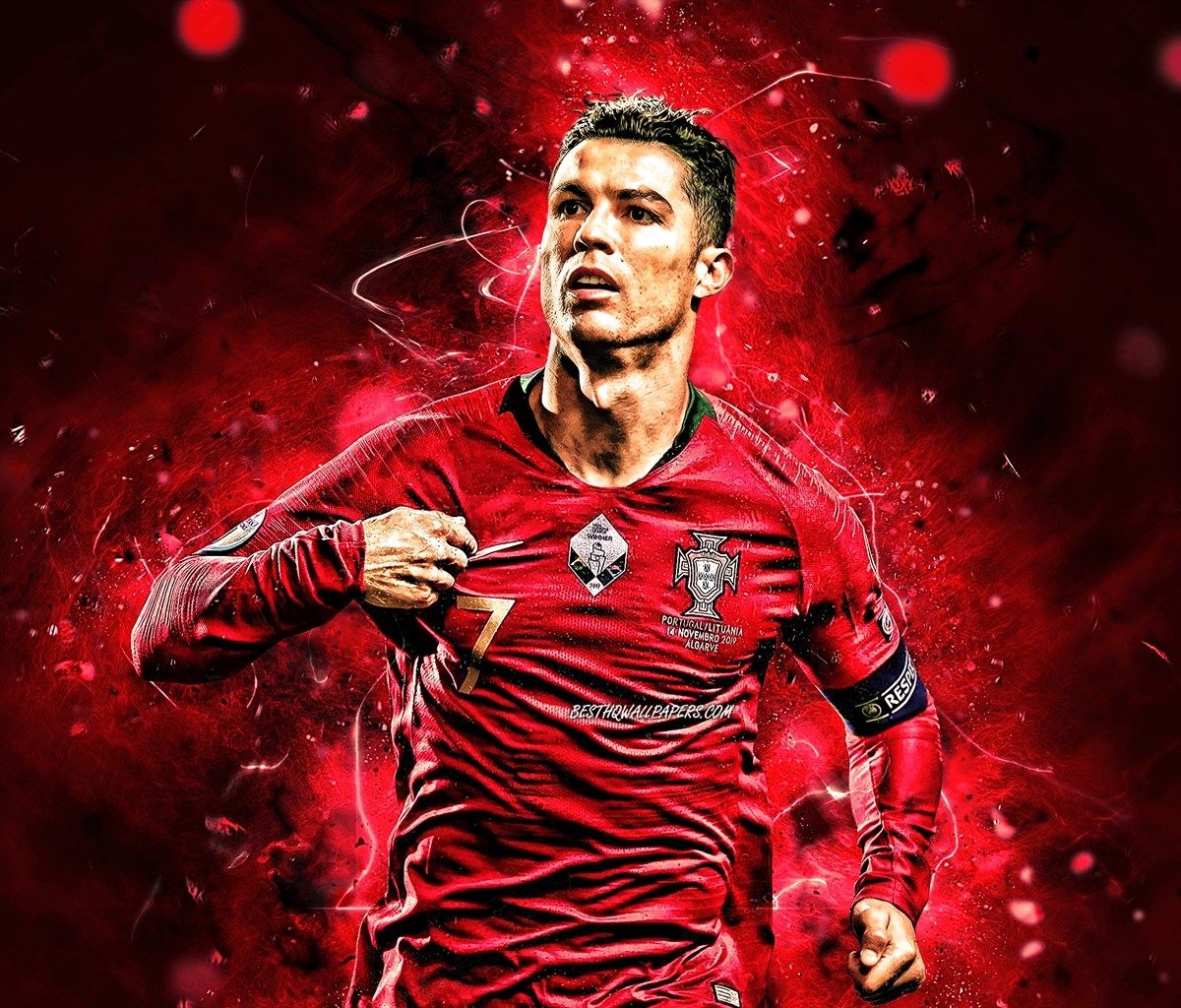 1200x1030 Download Wallpaper Cristiano Ronaldo, Goal, Portugal National Team, Close Up, Soccer, CR Portuguese Football Team, Ronaldo, Joy, Red Neon Lights, Cristiano Ronaldo Dos Santos Aveiro For Desktop With Resolution. High Quality, Desktop