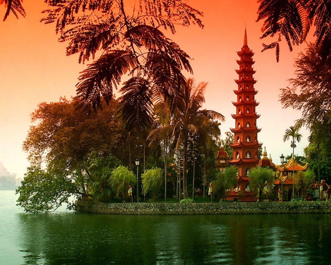 1280x1030 Hanoi Tag wallpaper: Hanoi Temple Vietnam Lake Photography Di, Desktop