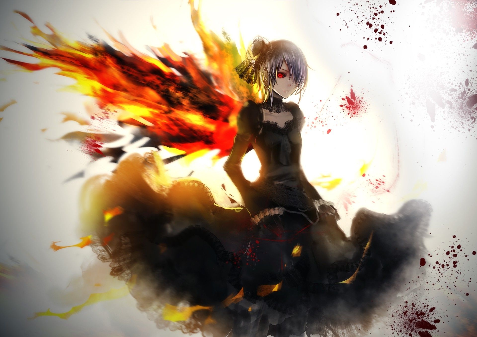 1920x1360 anime, Kirishima Touka, Red Eyes, Dark Hair, Short Hair, Anime, Desktop