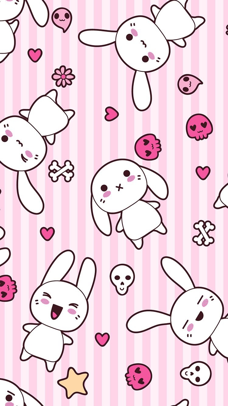 750x1340 Pink Bunny Kawaii Rabbit Wallpaper, Phone